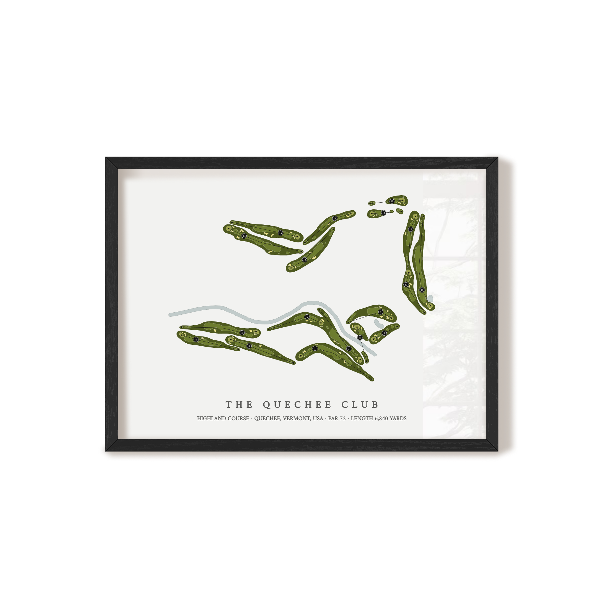 The Quechee Club - Highland Course | Golf Course Map | Black Frame 