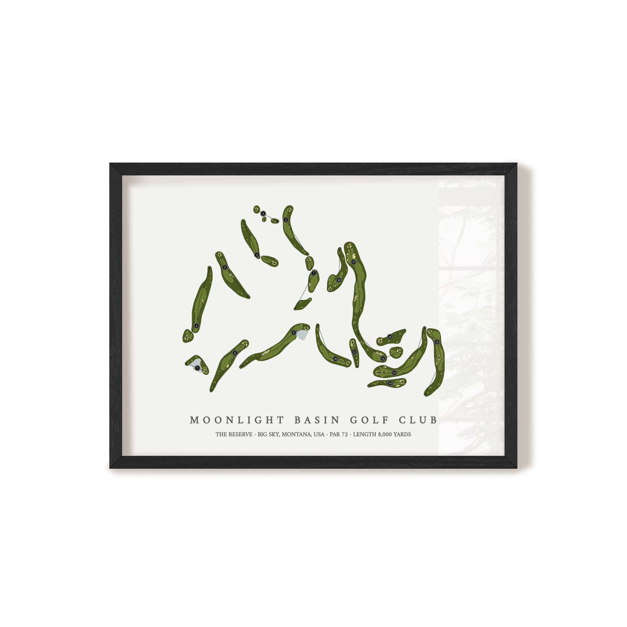 The Reserve At Moonlight Basin Golf Club | Golf Course Map | Black Frame 