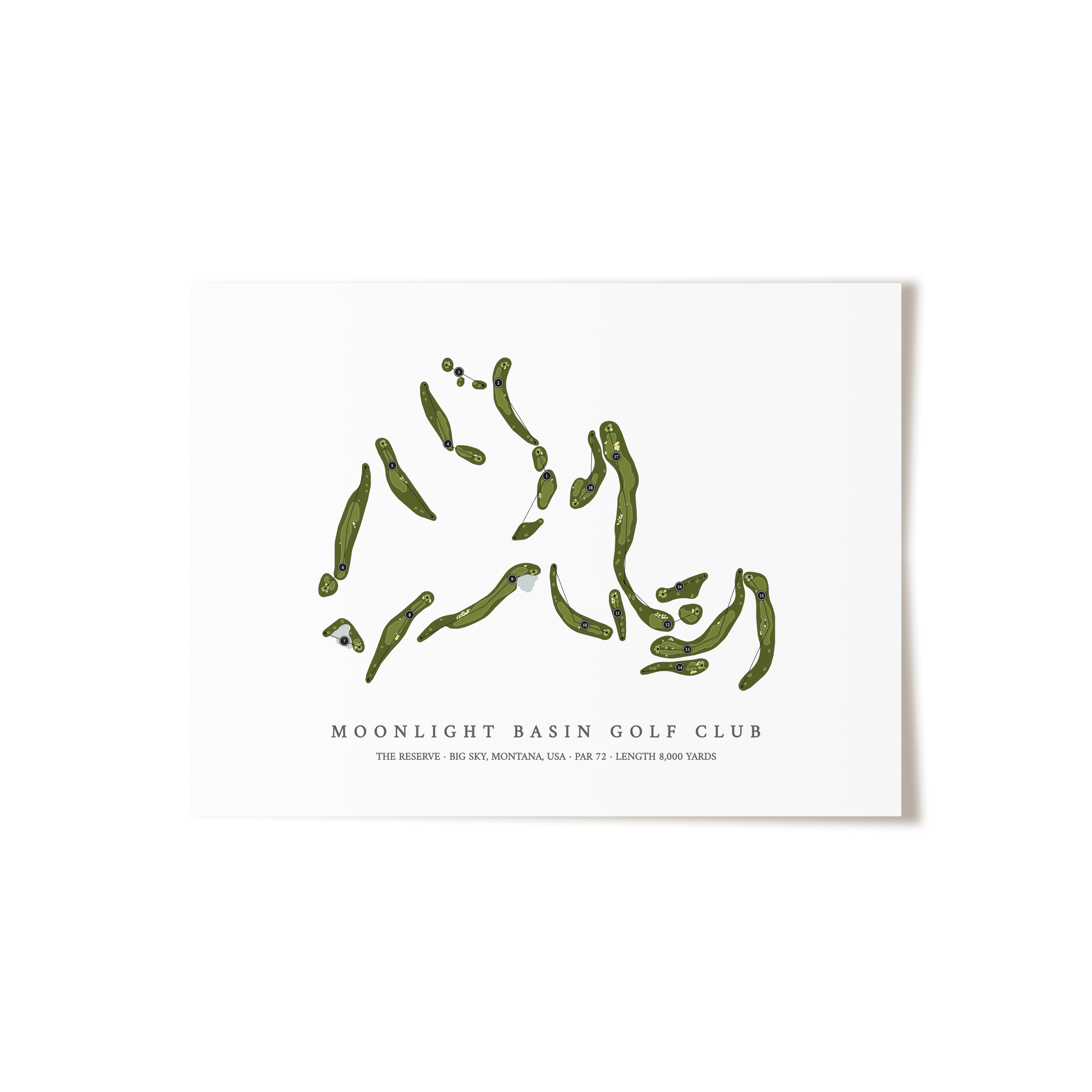 The Reserve At Moonlight Basin Golf Club | Golf Course Map | Unframed 