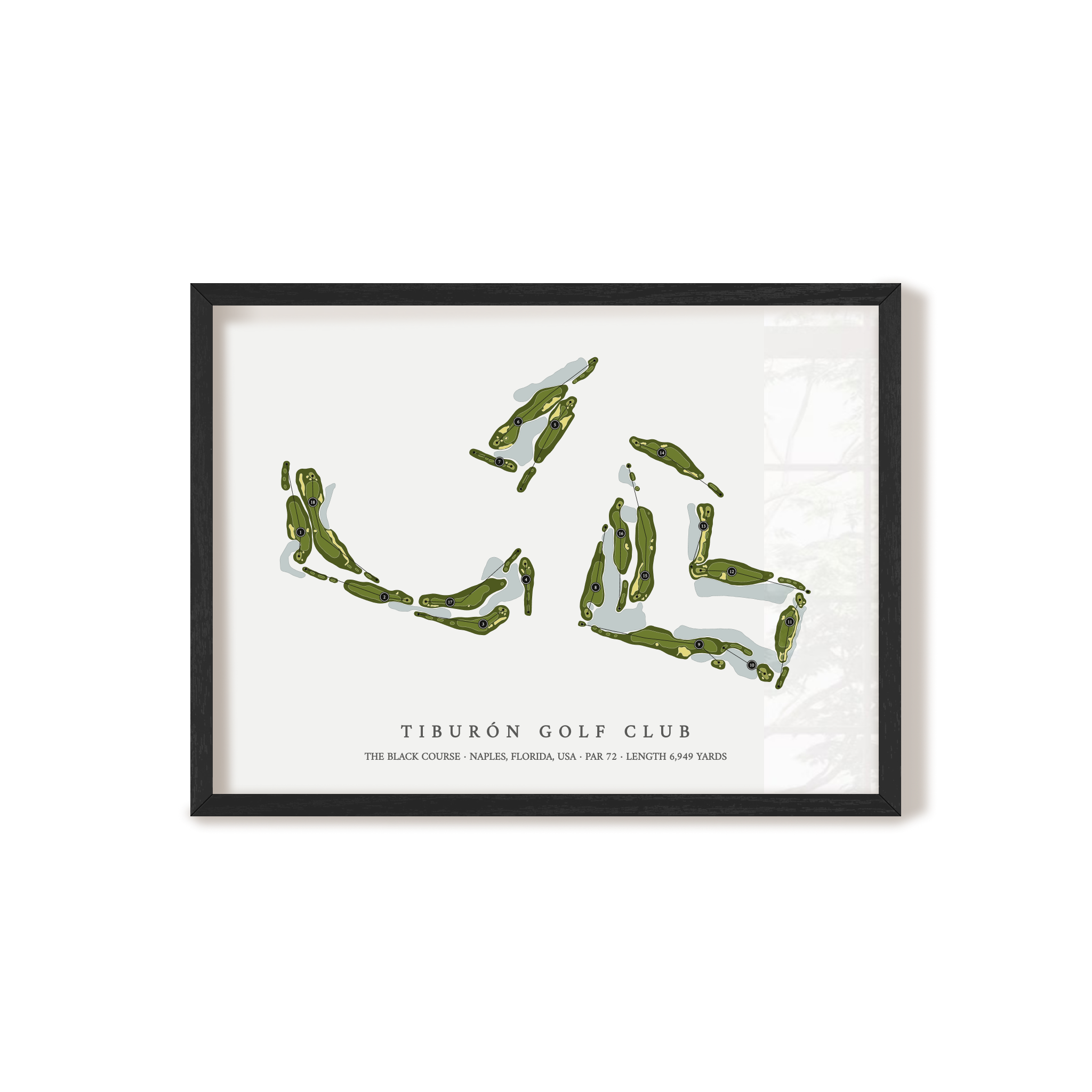 Tiburon Golf Club - The Black Course | Golf Course Map | Black Frame 