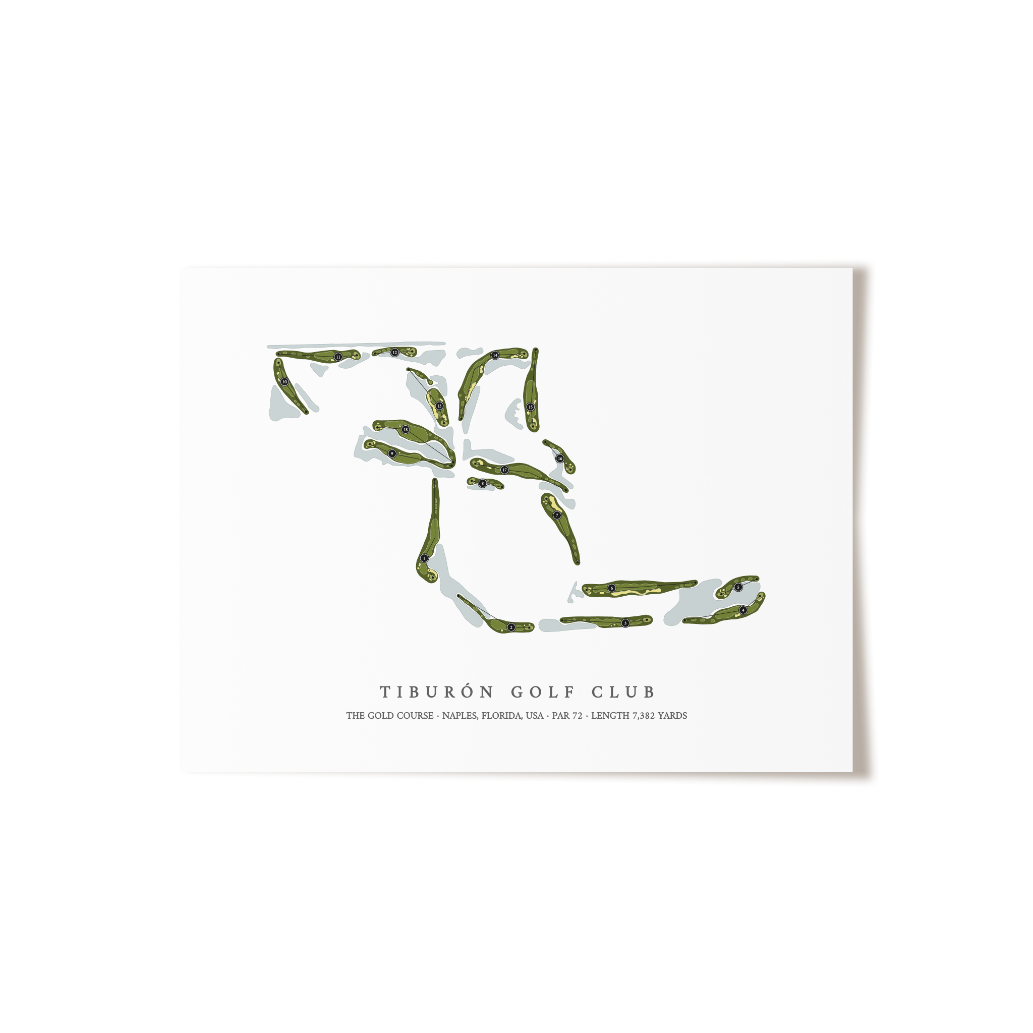 Tiburon Golf Club - The Gold Course | Golf Course Map | Unframed 