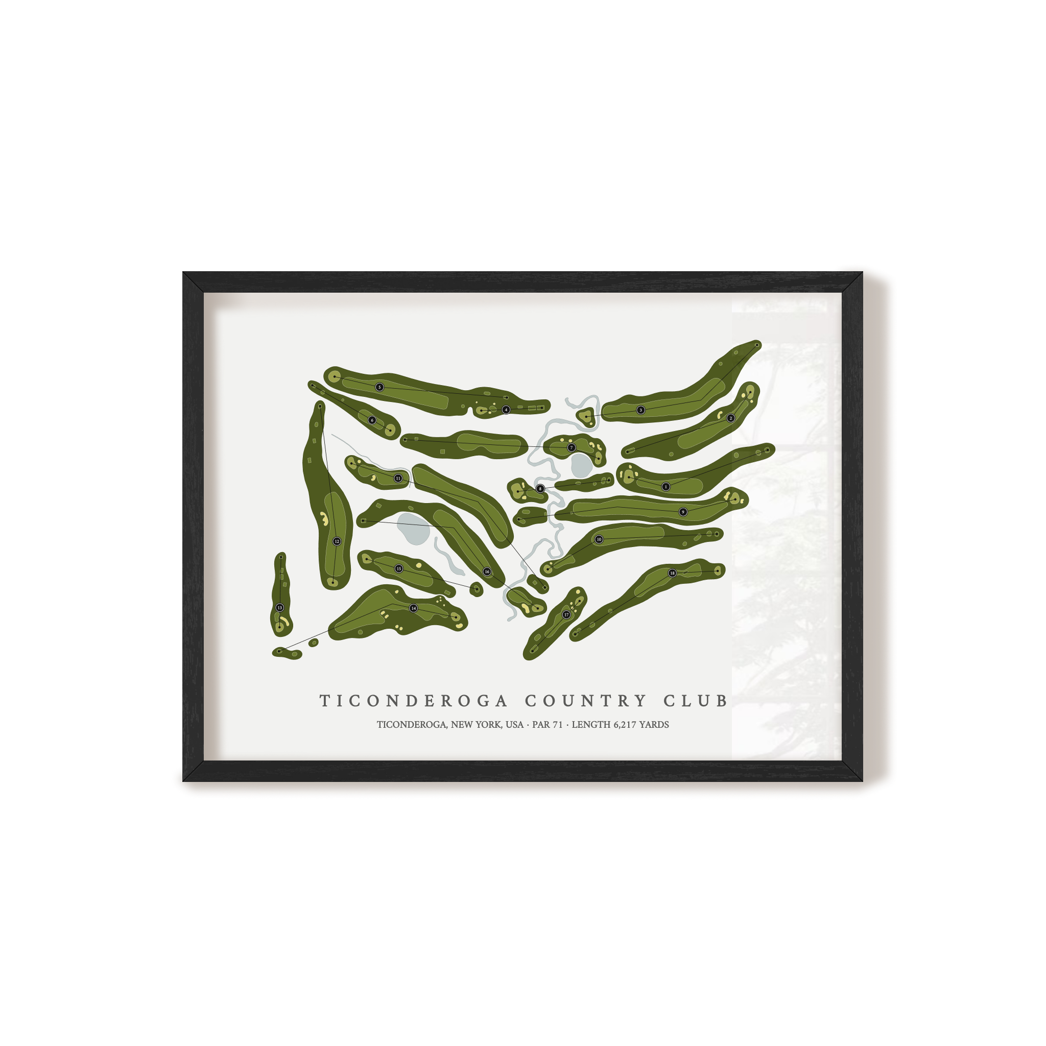 Ticonderoga Golf Course | Golf Course Map | Black Frame 