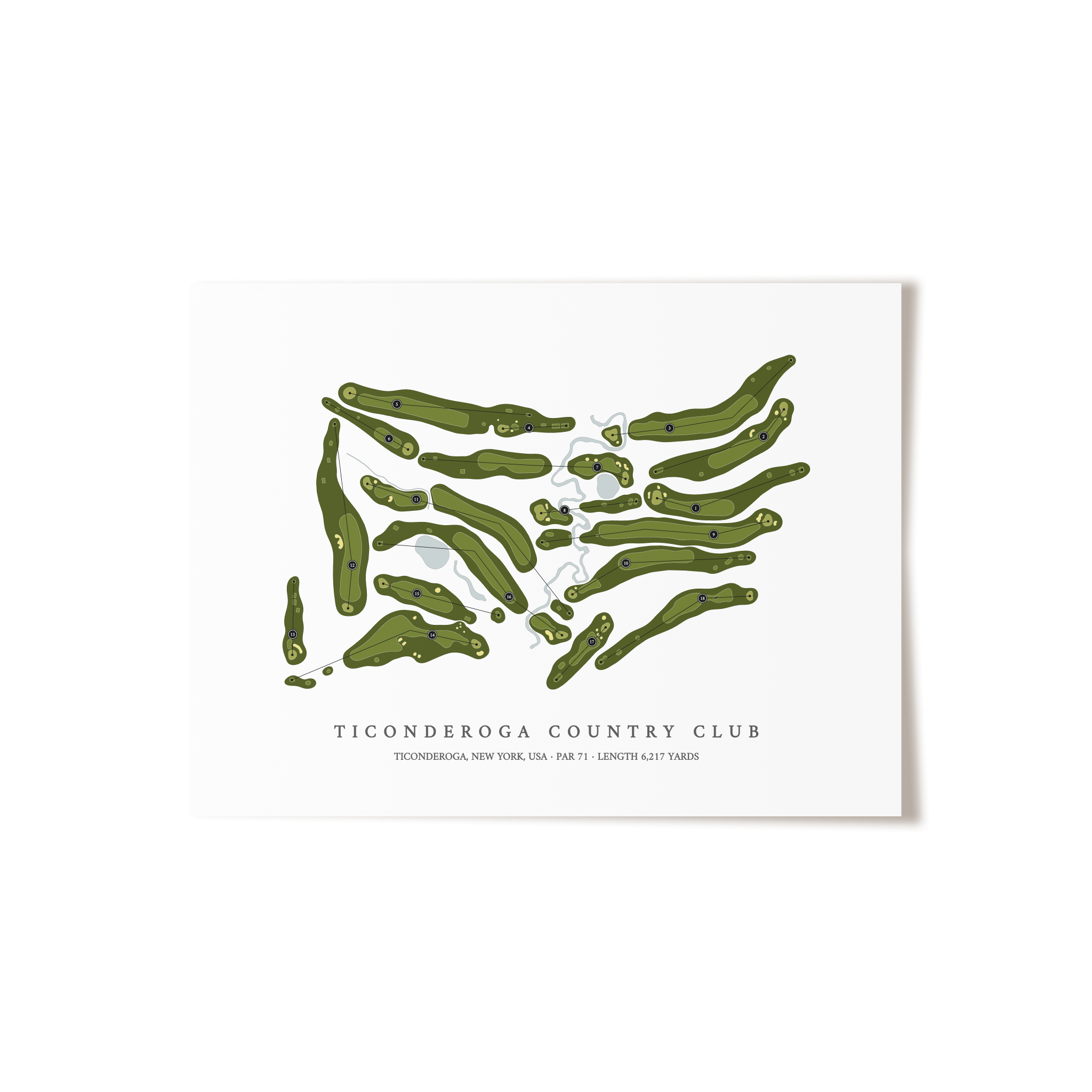 Ticonderoga Golf Course | Golf Course Map | Unframed 
