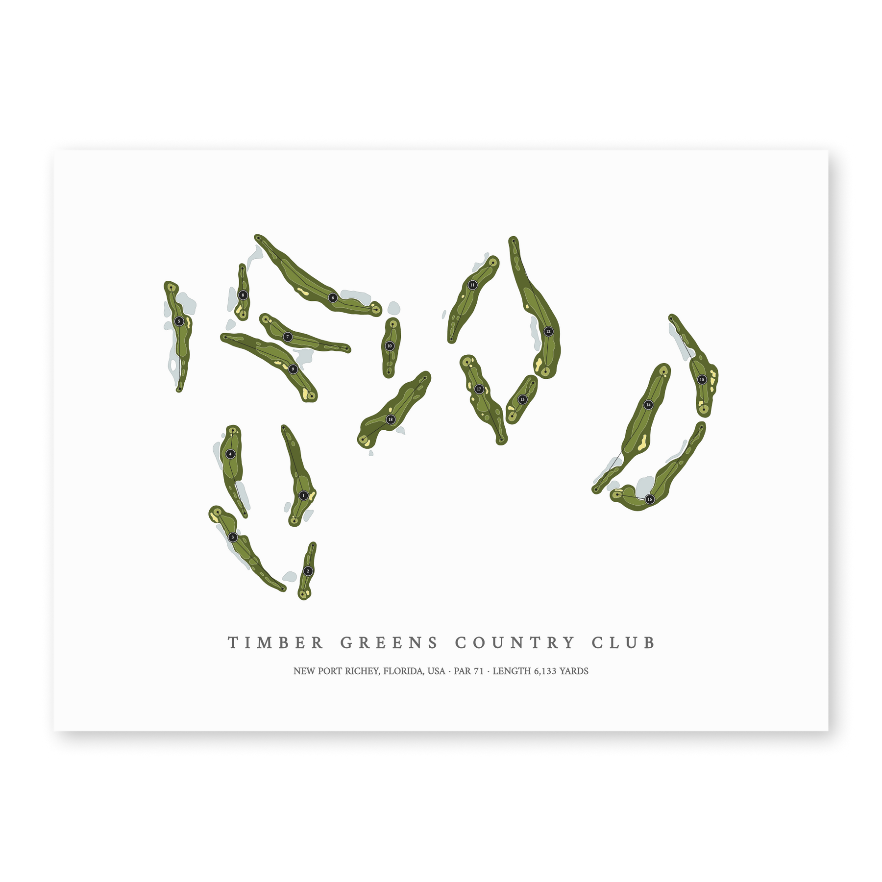 Timber Greens Country Club Golf Course Map