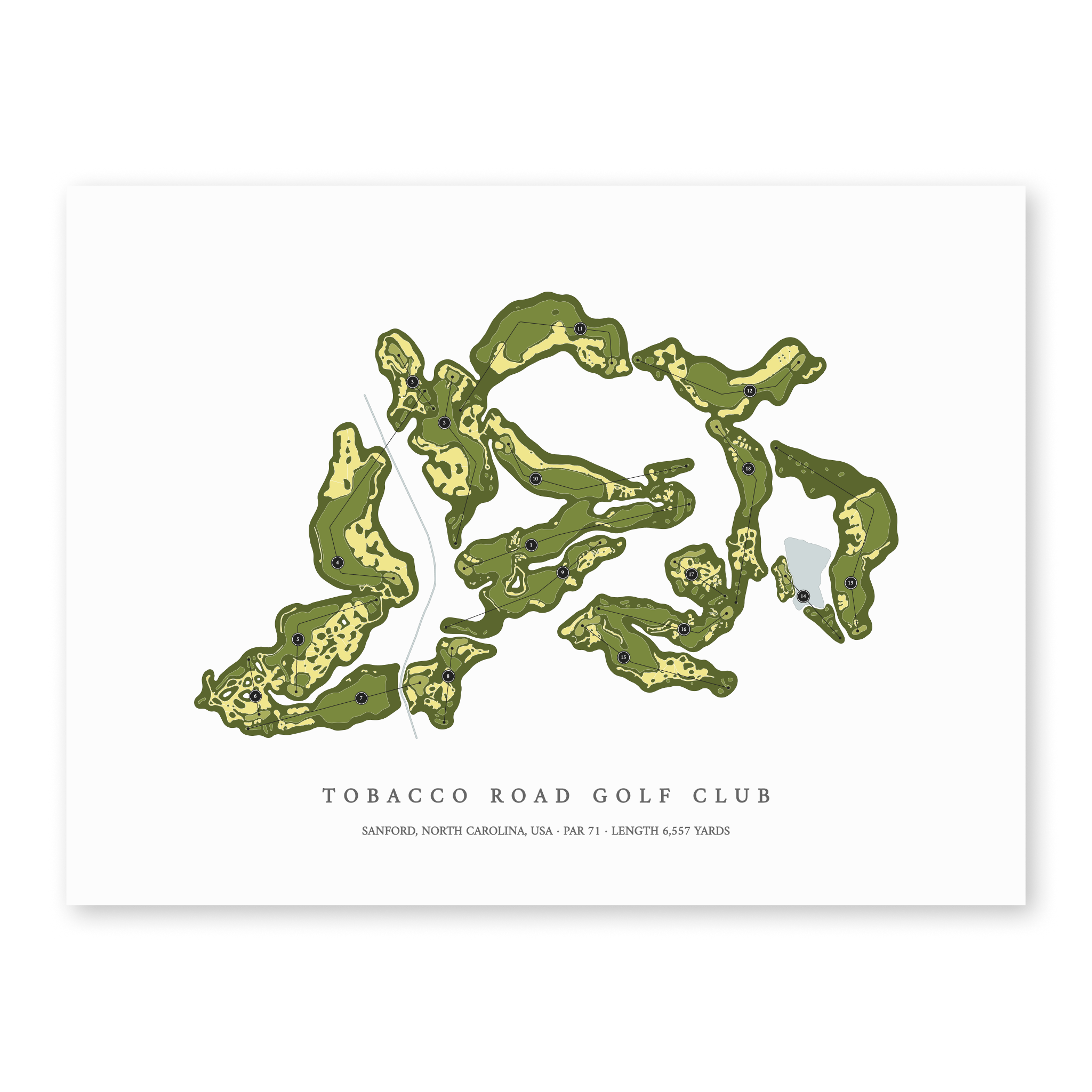 Tobacco Road Golf Club| Golf Course Print | Unframed With Hole Numbers #hole numbers_yes
