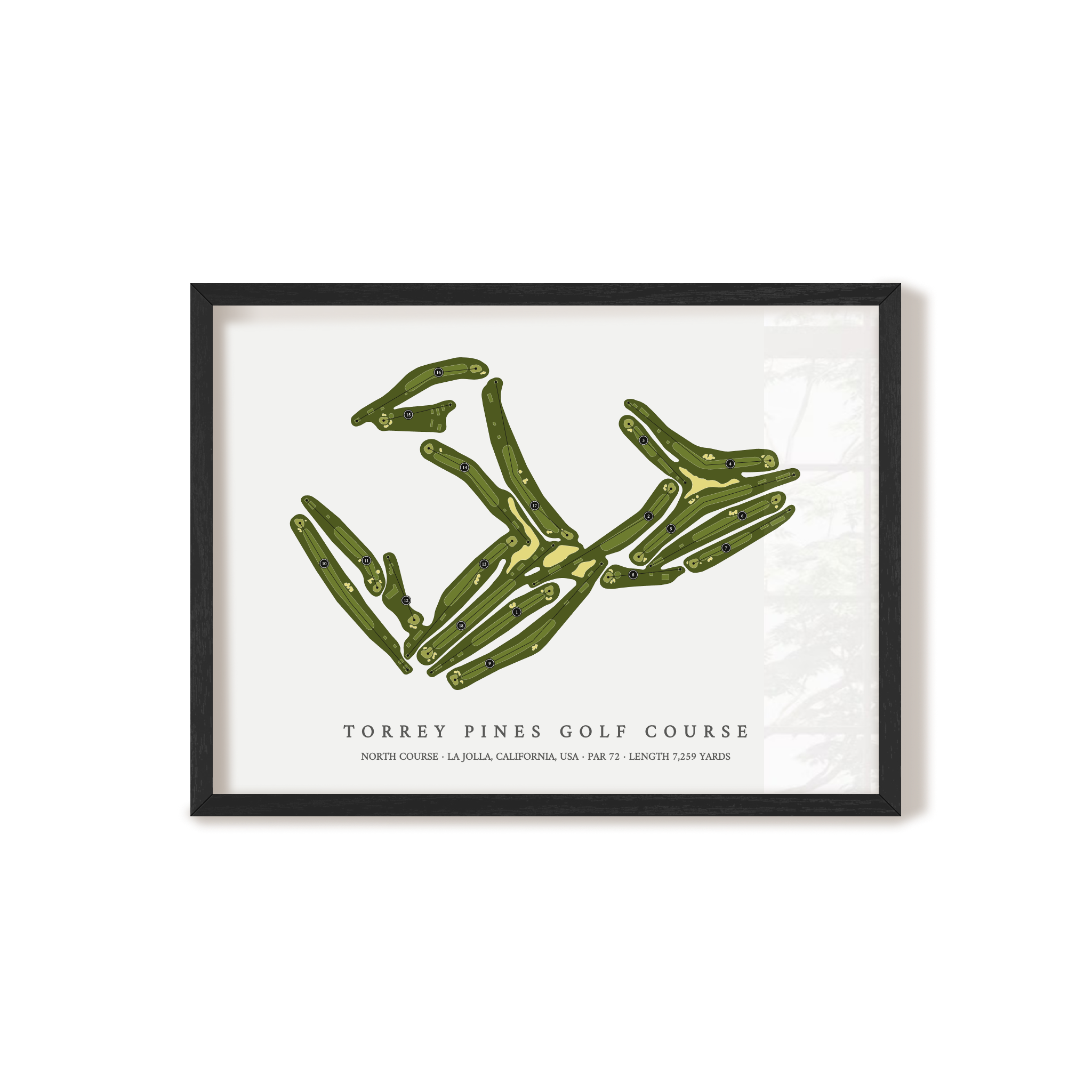 Torrey Pines Golf Course - North Course | Golf Course Map | Black Frame 