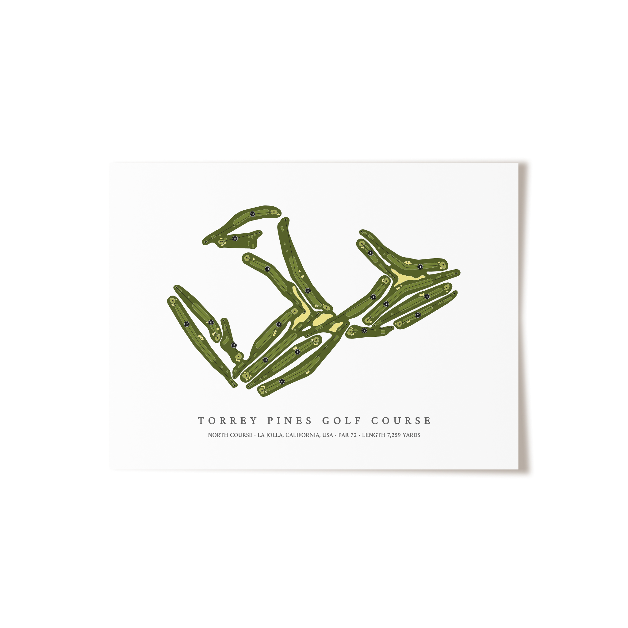 Torrey Pines Golf Course - North Course | Golf Course Map | Unframed 