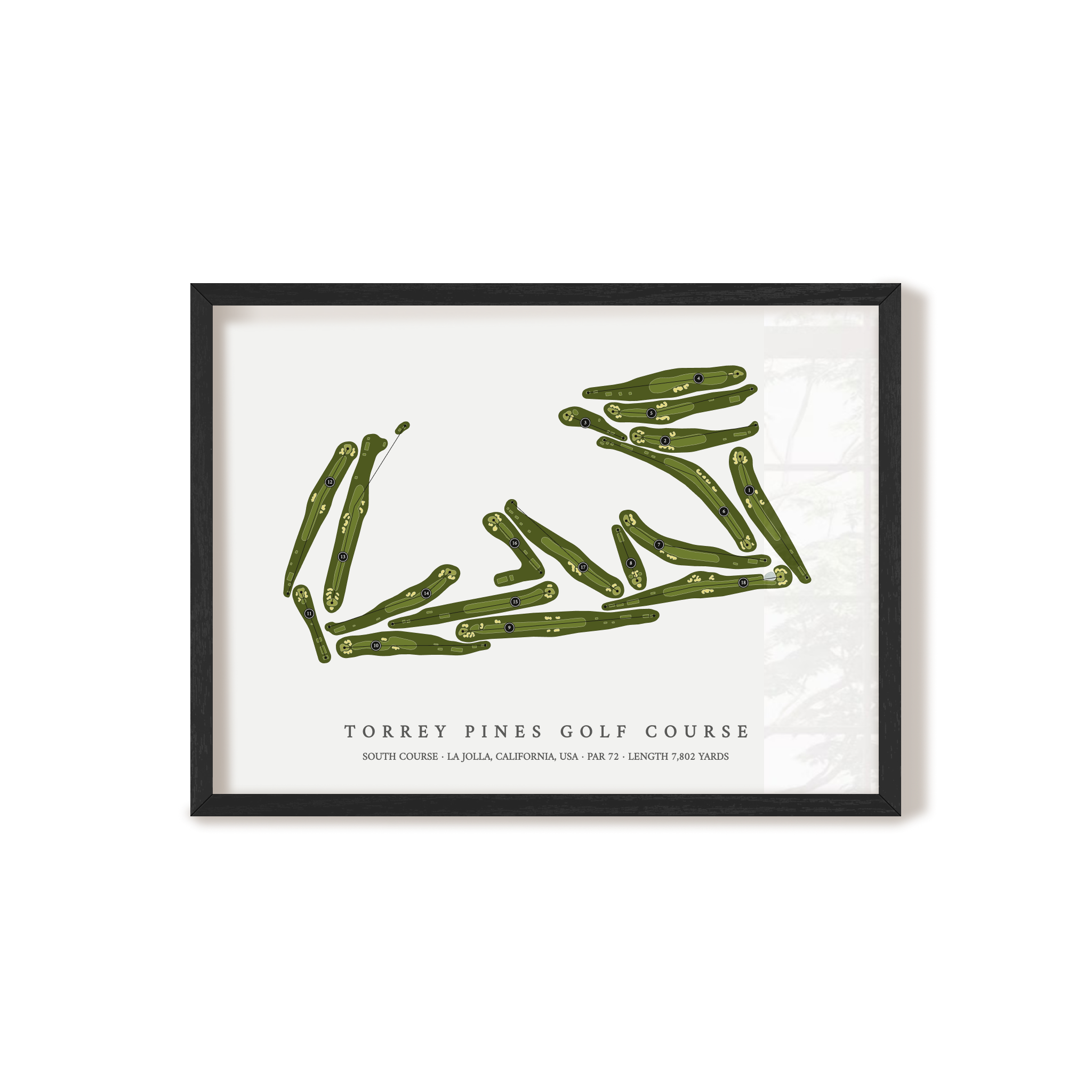 Torrey Pines Golf Course - South Course | Golf Course Map | Black Frame