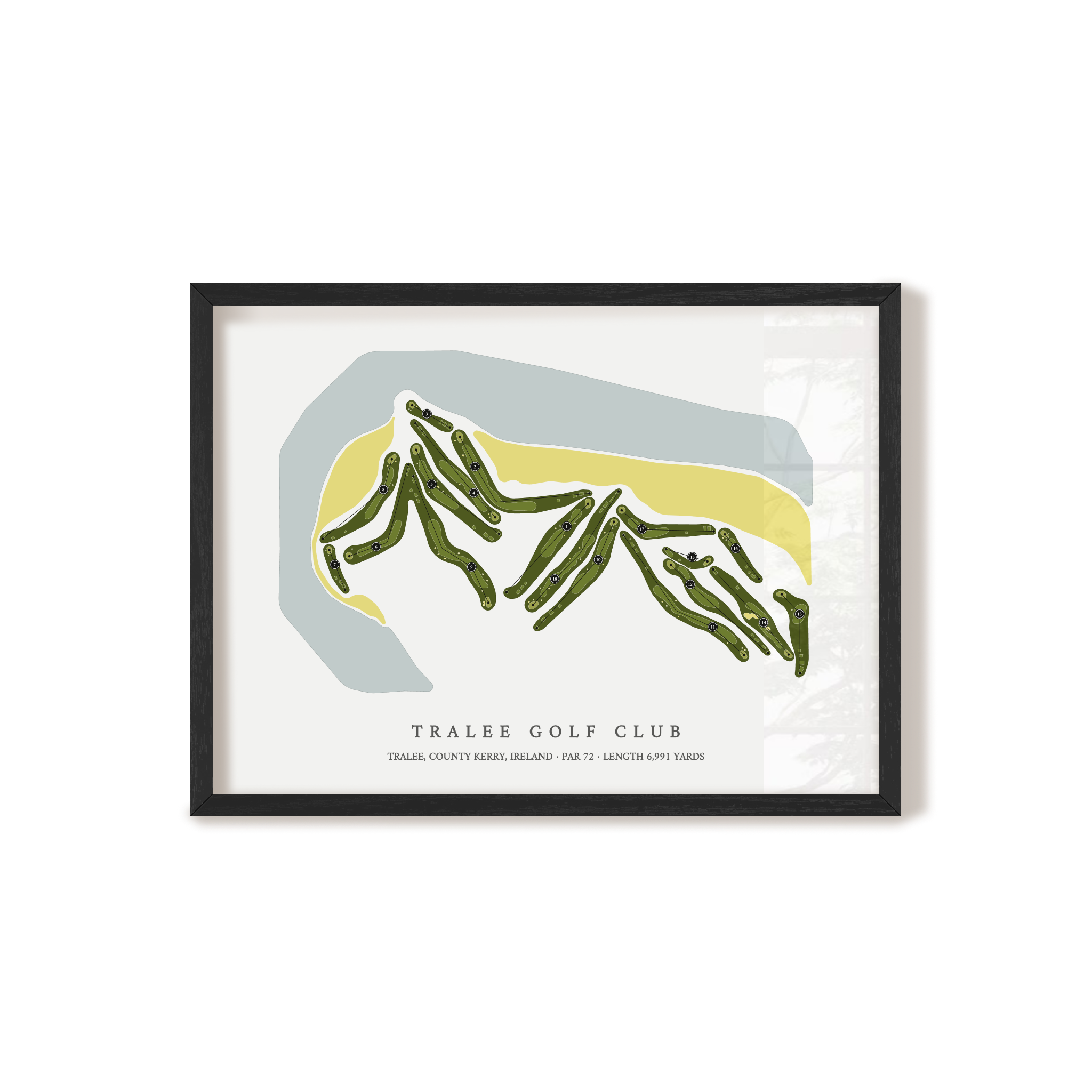 Tralee Golf Club | Golf Course Map | Black Frame 
