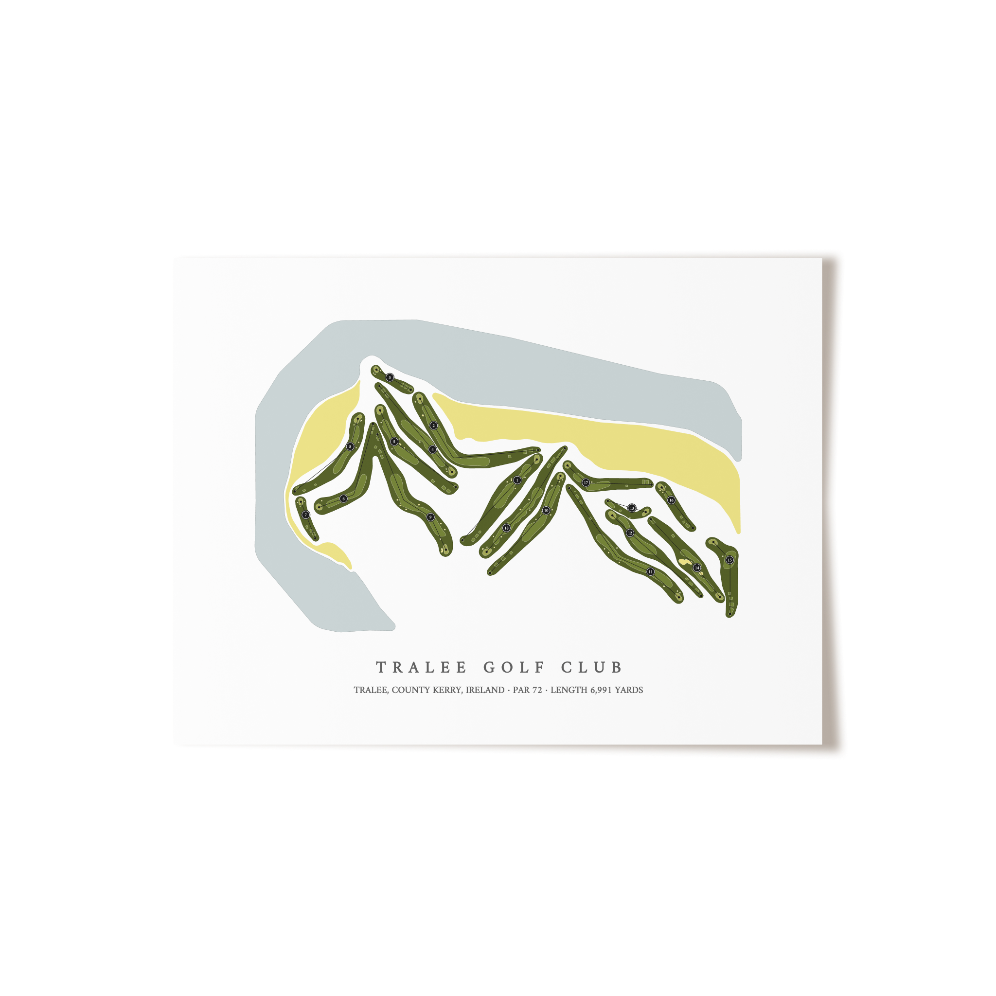 Tralee Golf Club | Golf Course Map | Unframed 