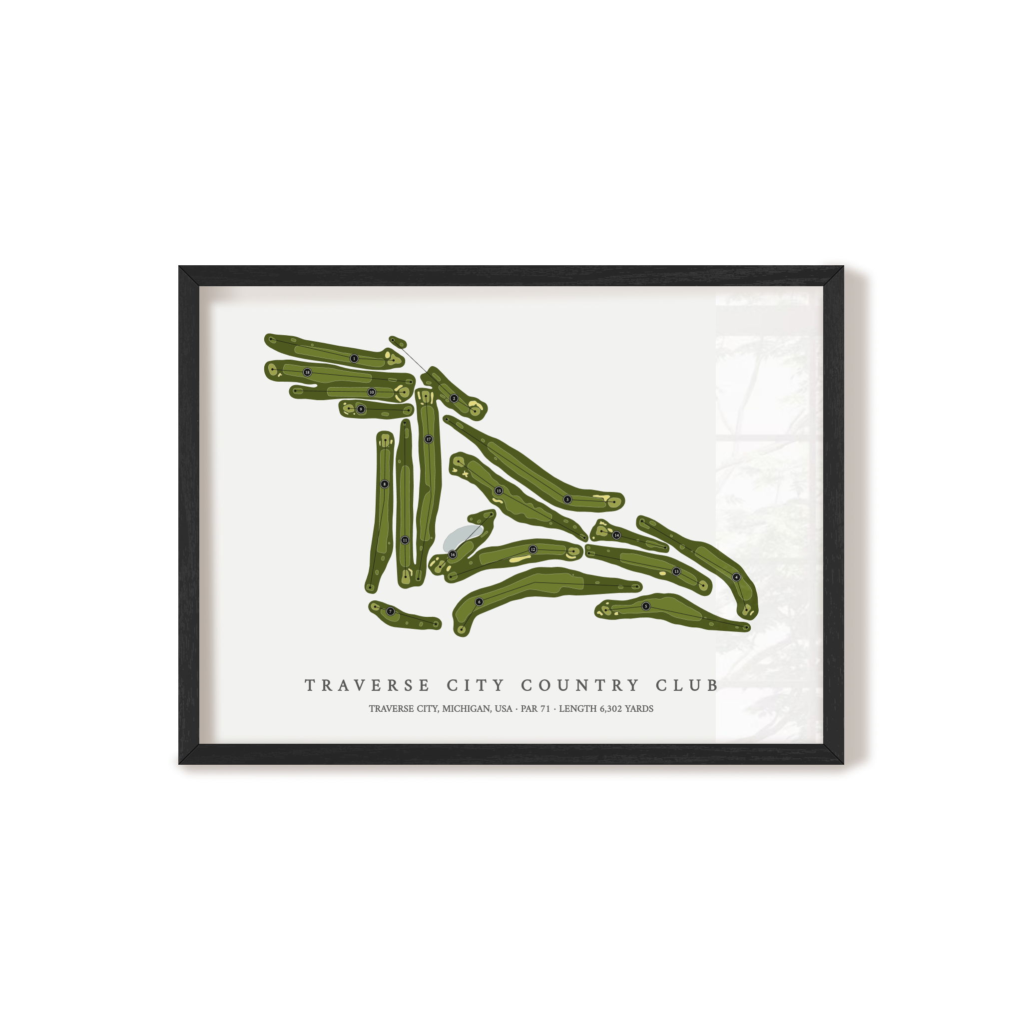 Traverse City Country Club | Golf Course Map | Black Frame 