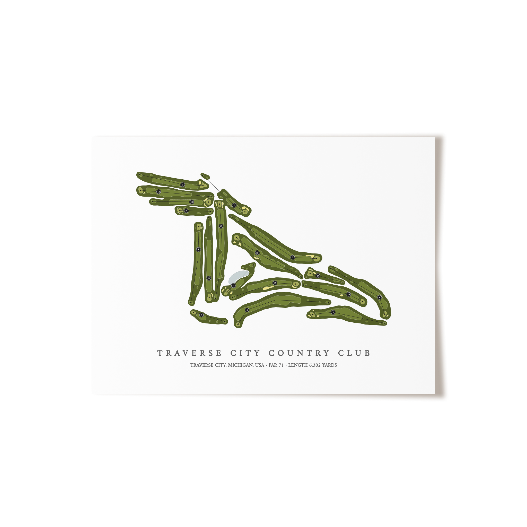 Traverse City Country Club | Golf Course Map | Unframed 