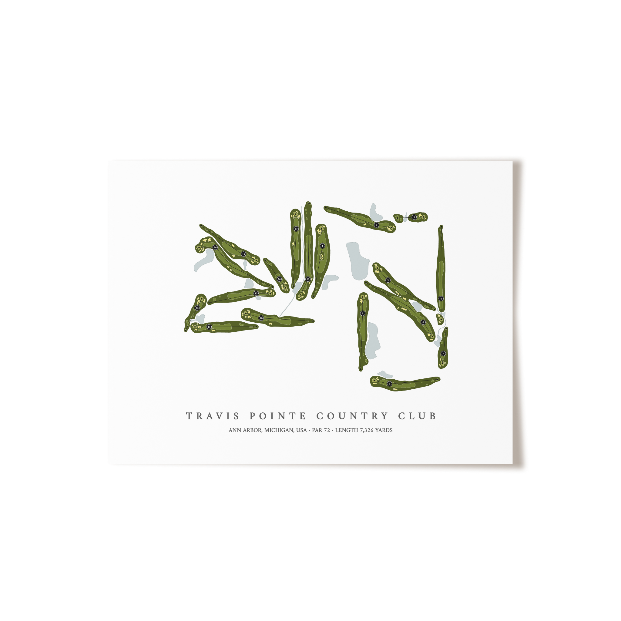 Travis Pointe Country Club | Golf Course Map | Unframed 