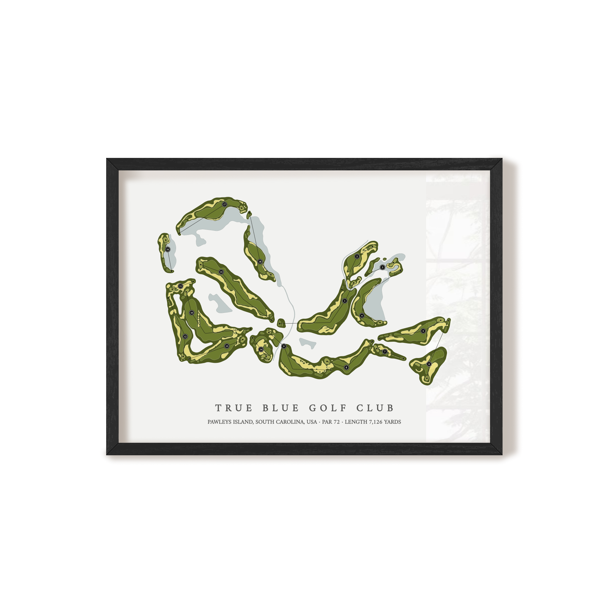 True Blue Golf Club | Golf Course Map | Black Frame 