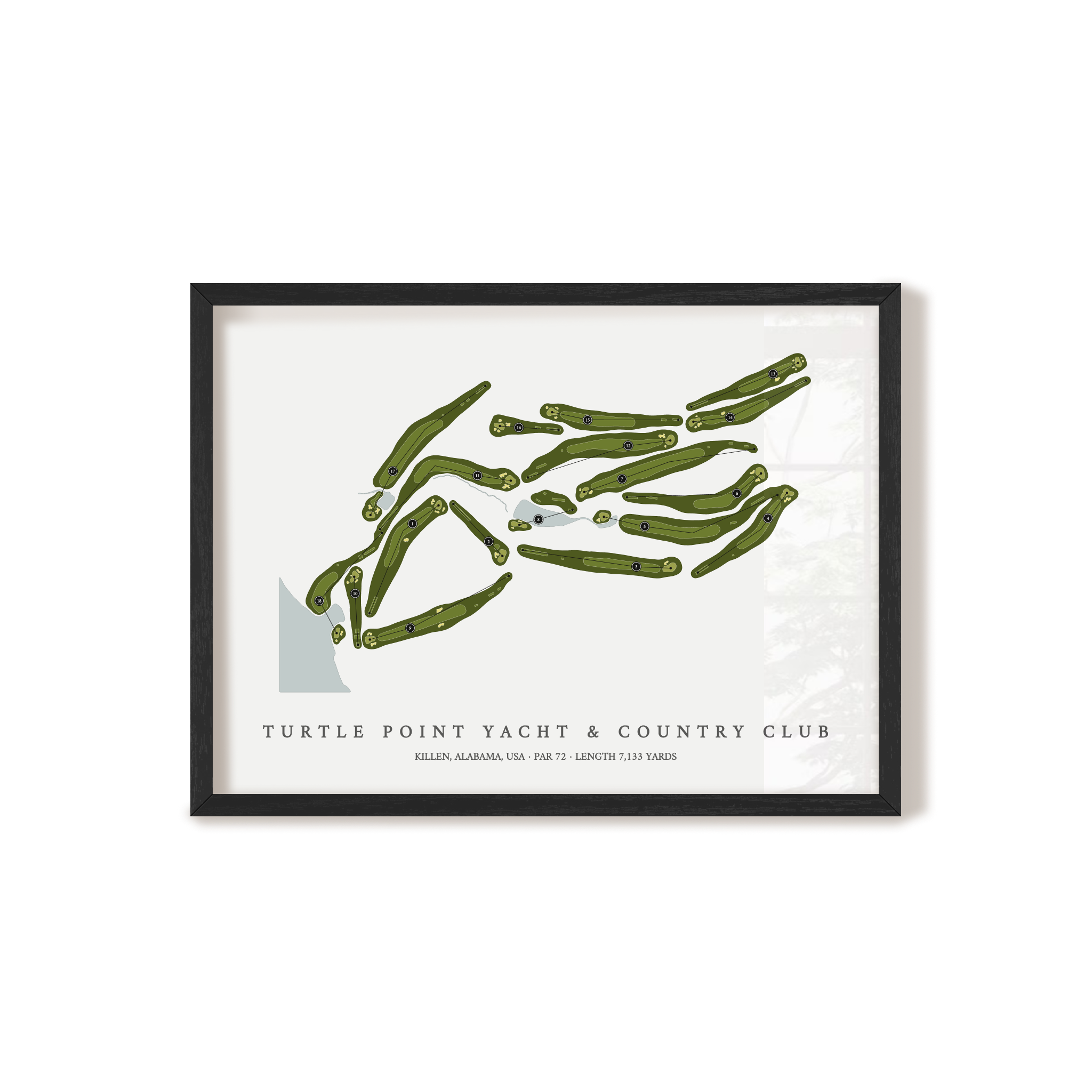 Turtle Point Yacht & Country Club | Golf Course Map | Black Frame 