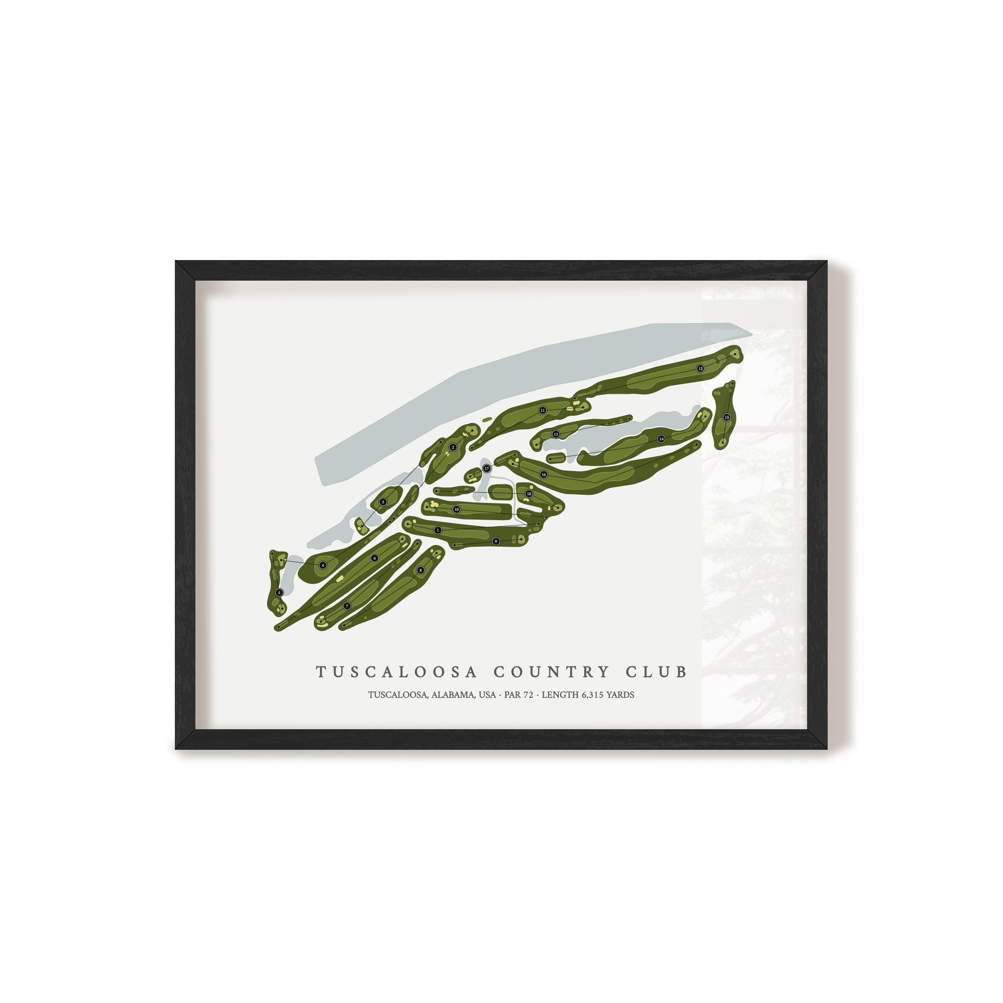 Tuscaloosa Country Club | Golf Course Map | Black Frame 