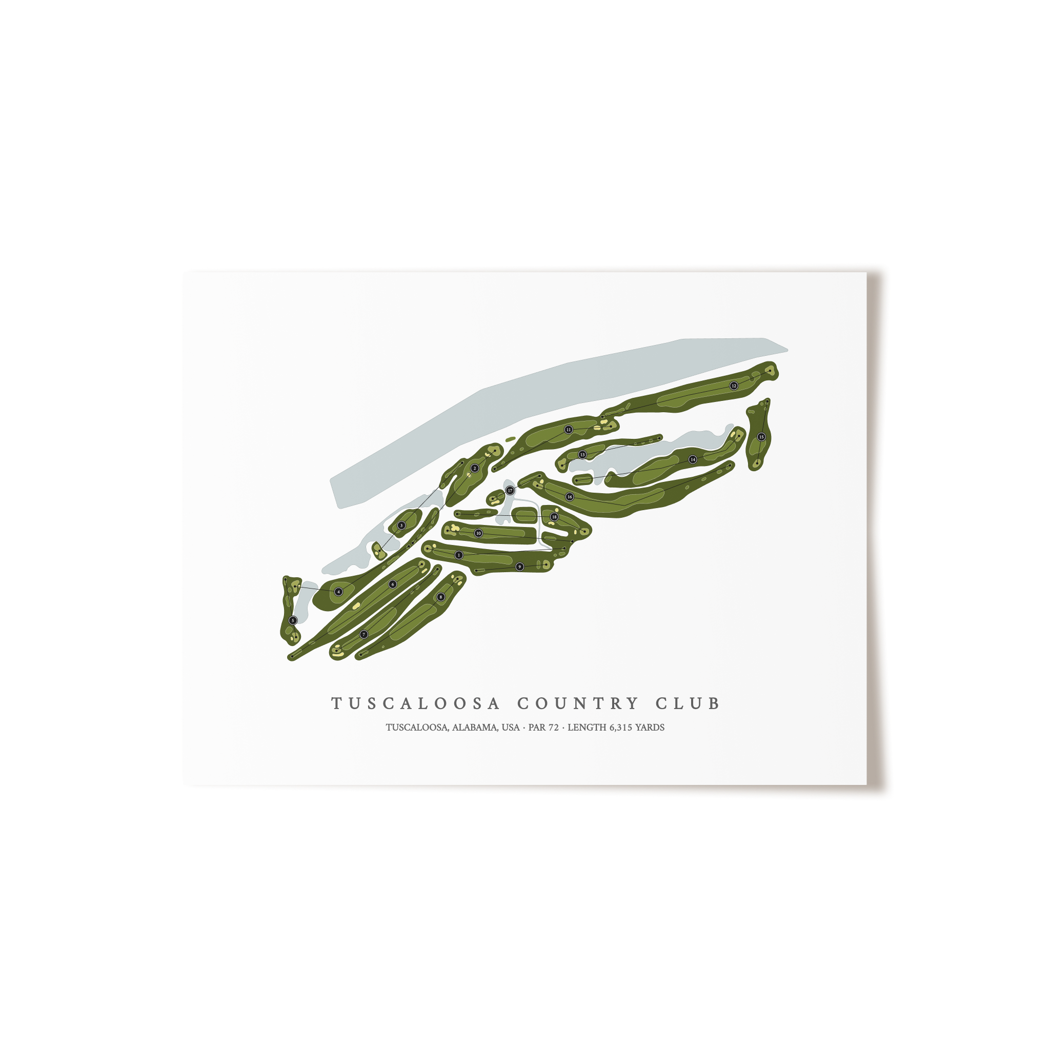 Tuscaloosa Country Club | Golf Course Map | Unframed 