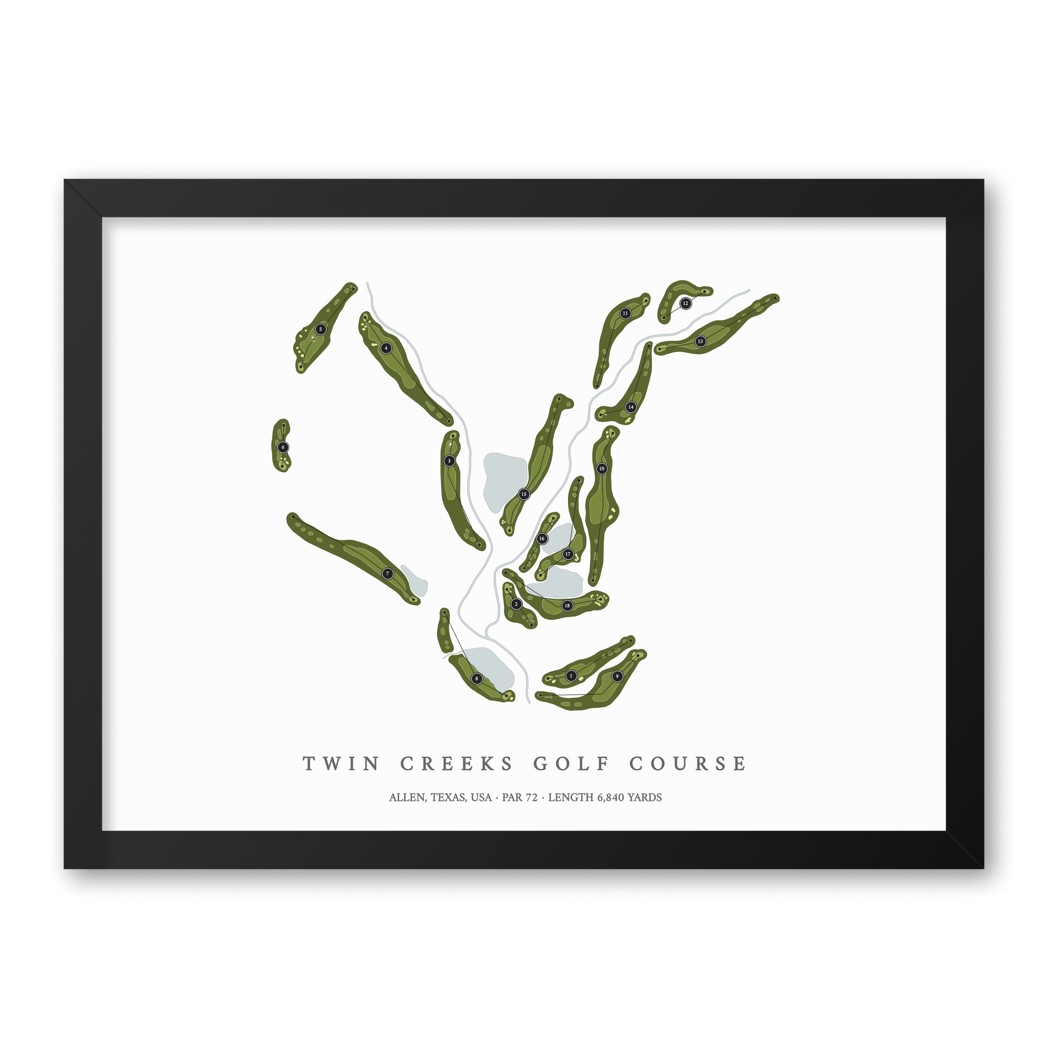 Twin Creeks Golf Course | Golf Course Map | Black Frame