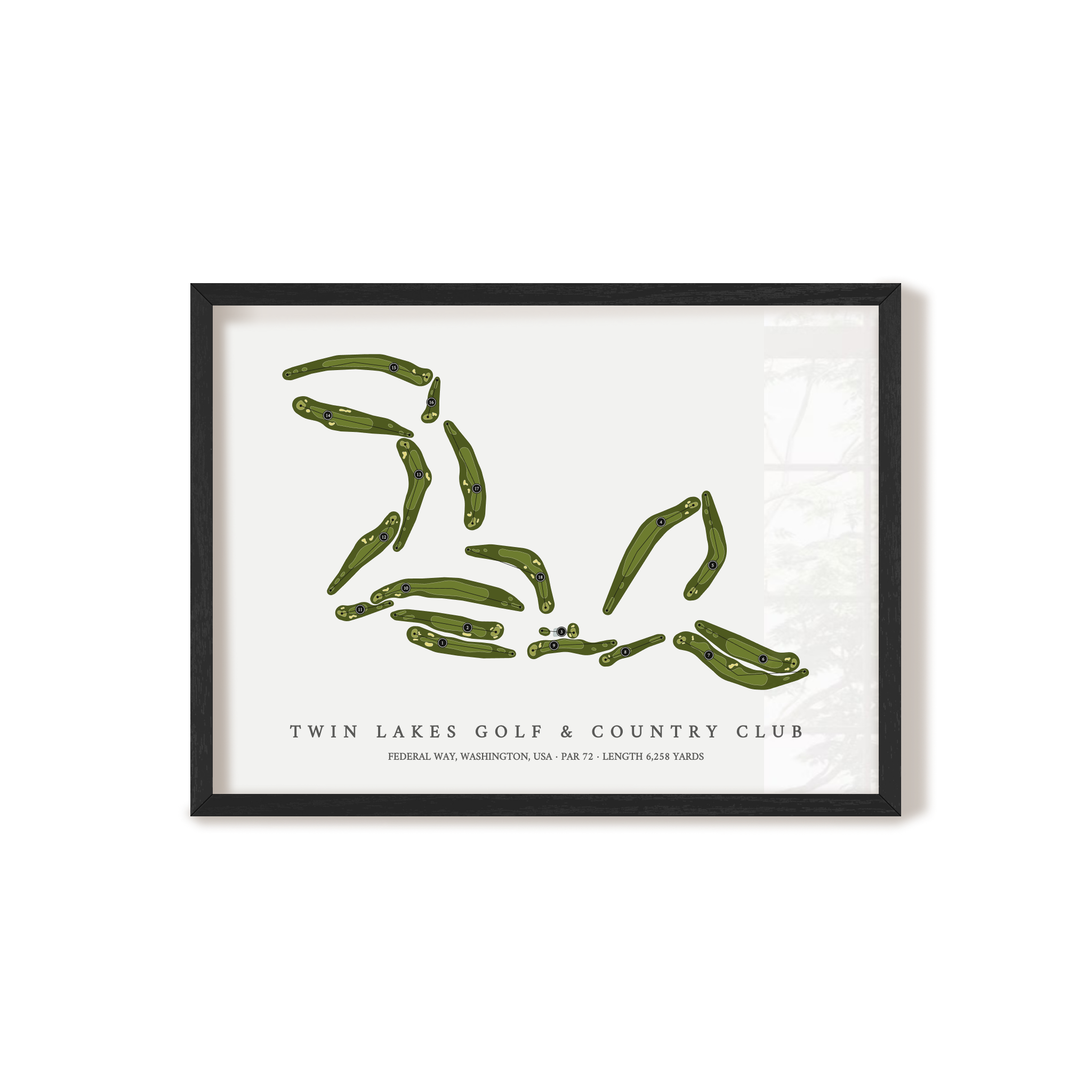 Twin Lakes Golf & Country Club | Golf Course Map | Black Frame 