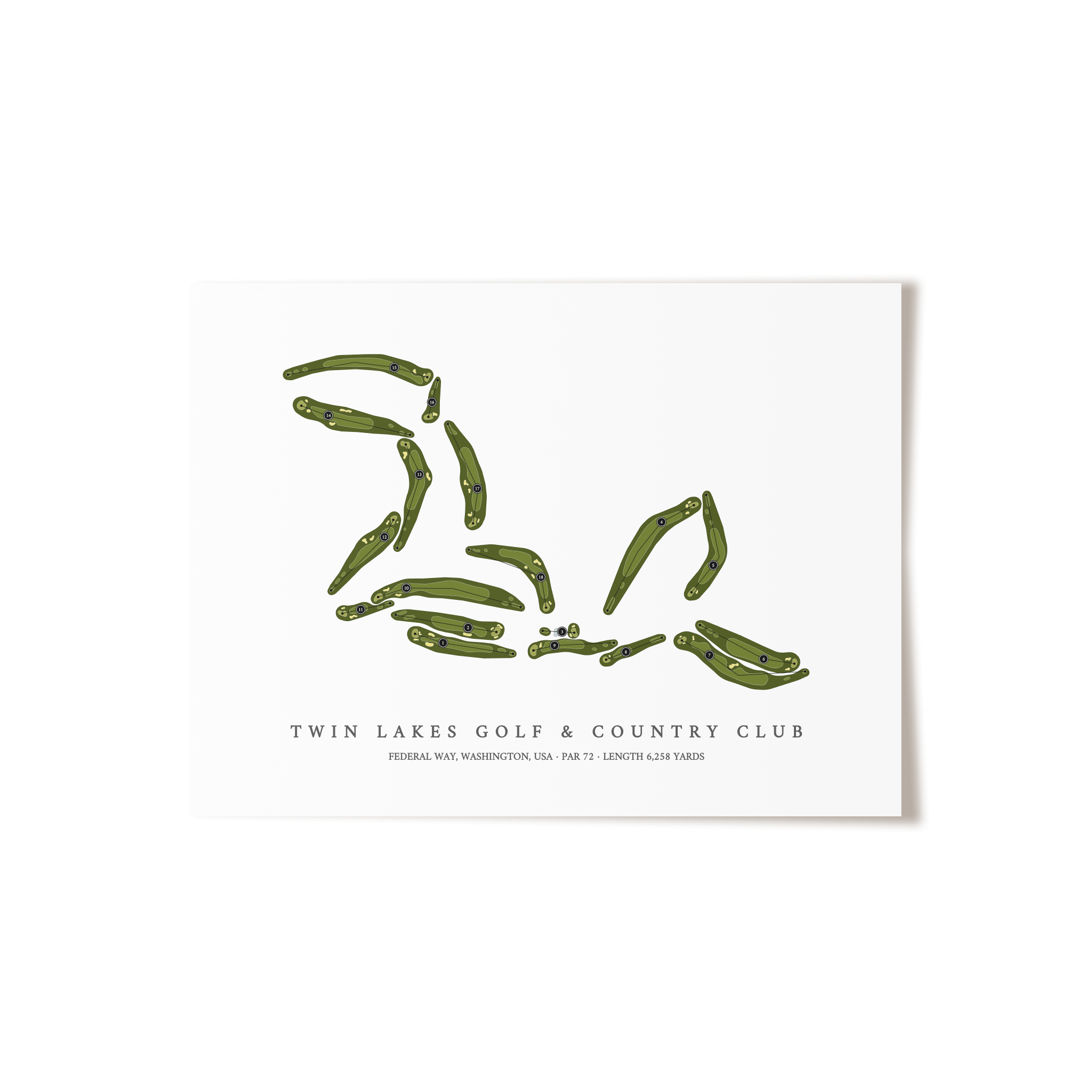 Twin Lakes Golf & Country Club | Golf Course Map | Unframed 