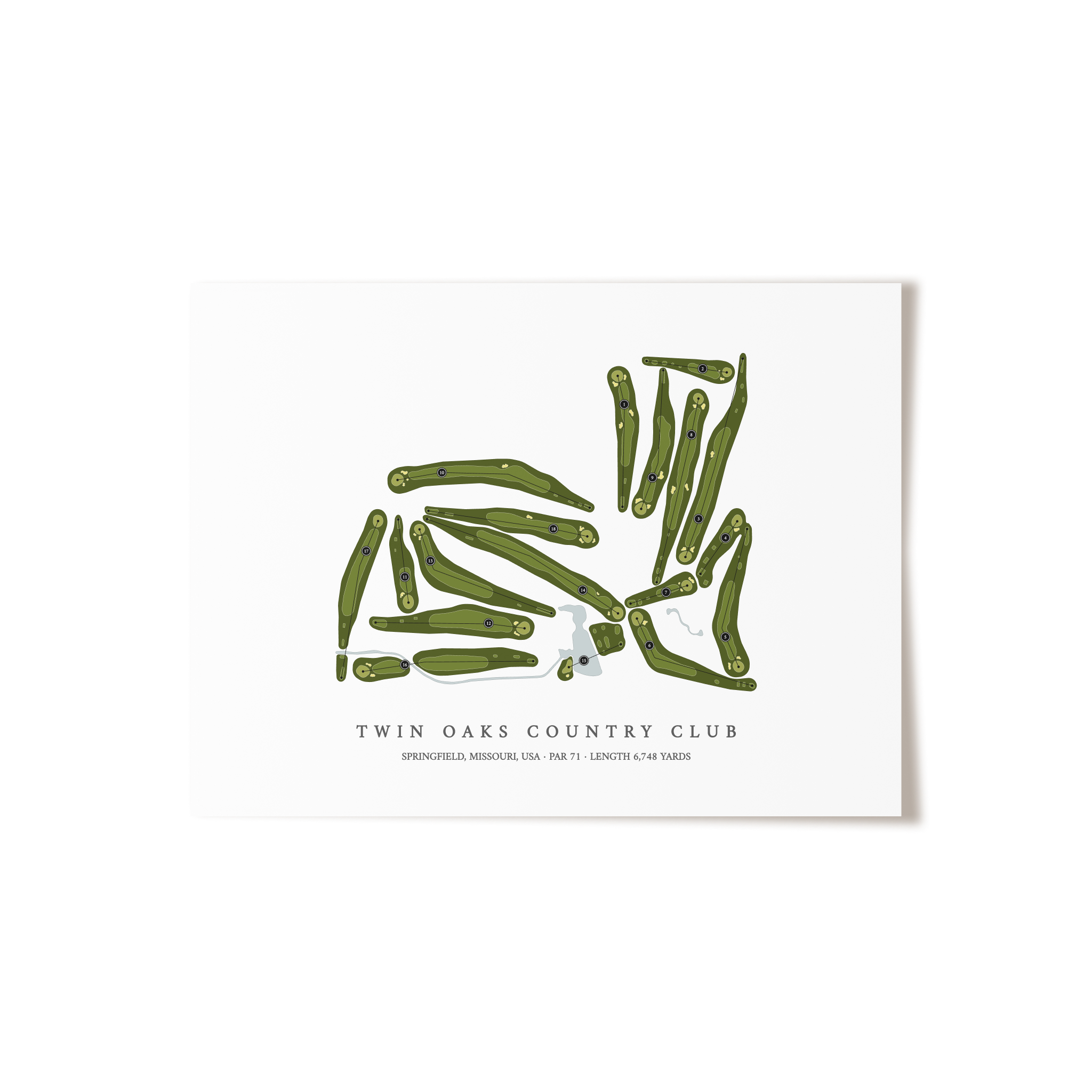 Twin Oaks Country Club  | Golf Course Print | Unframed 
