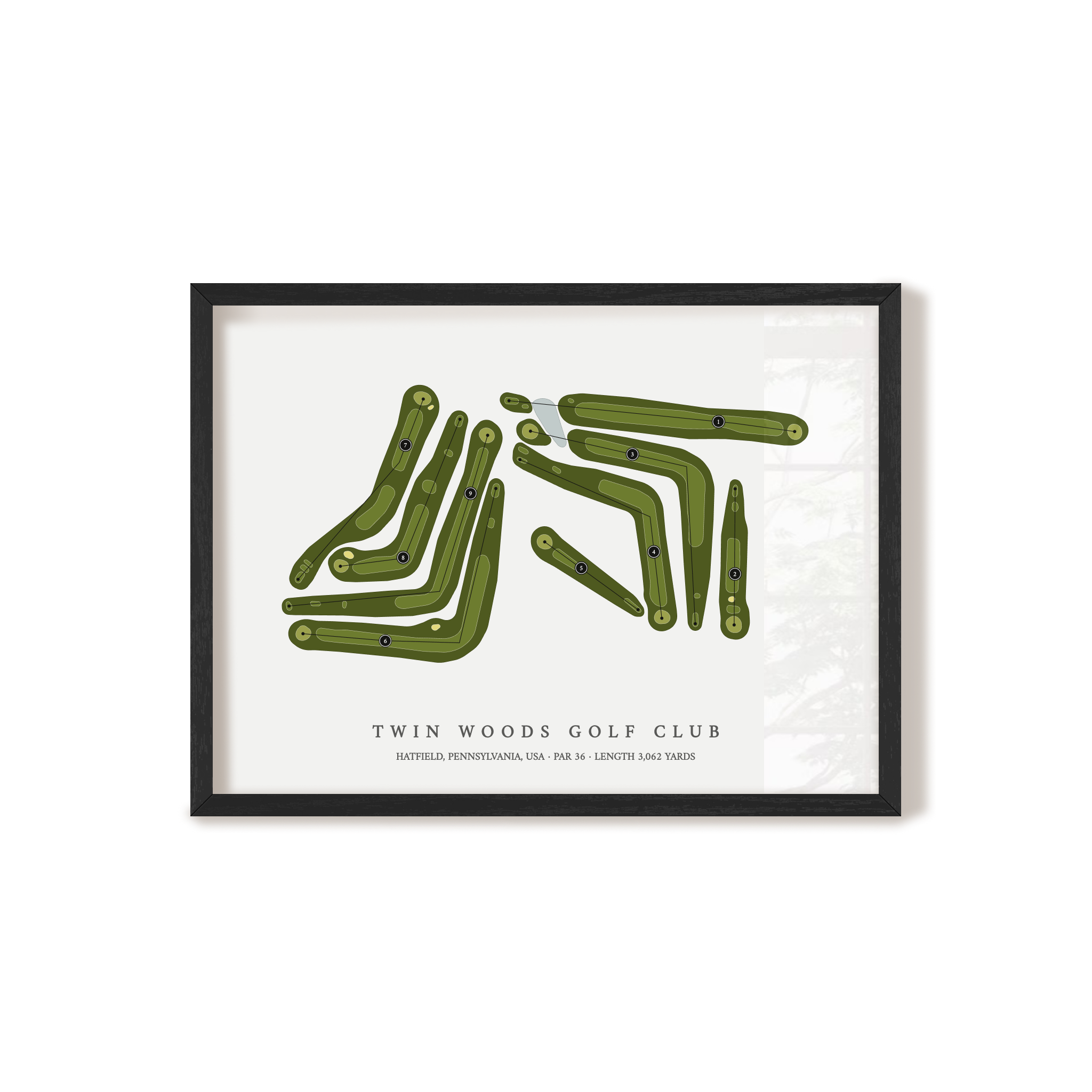 Twin Woods Golf Club | Golf Course Map | Black Frame 