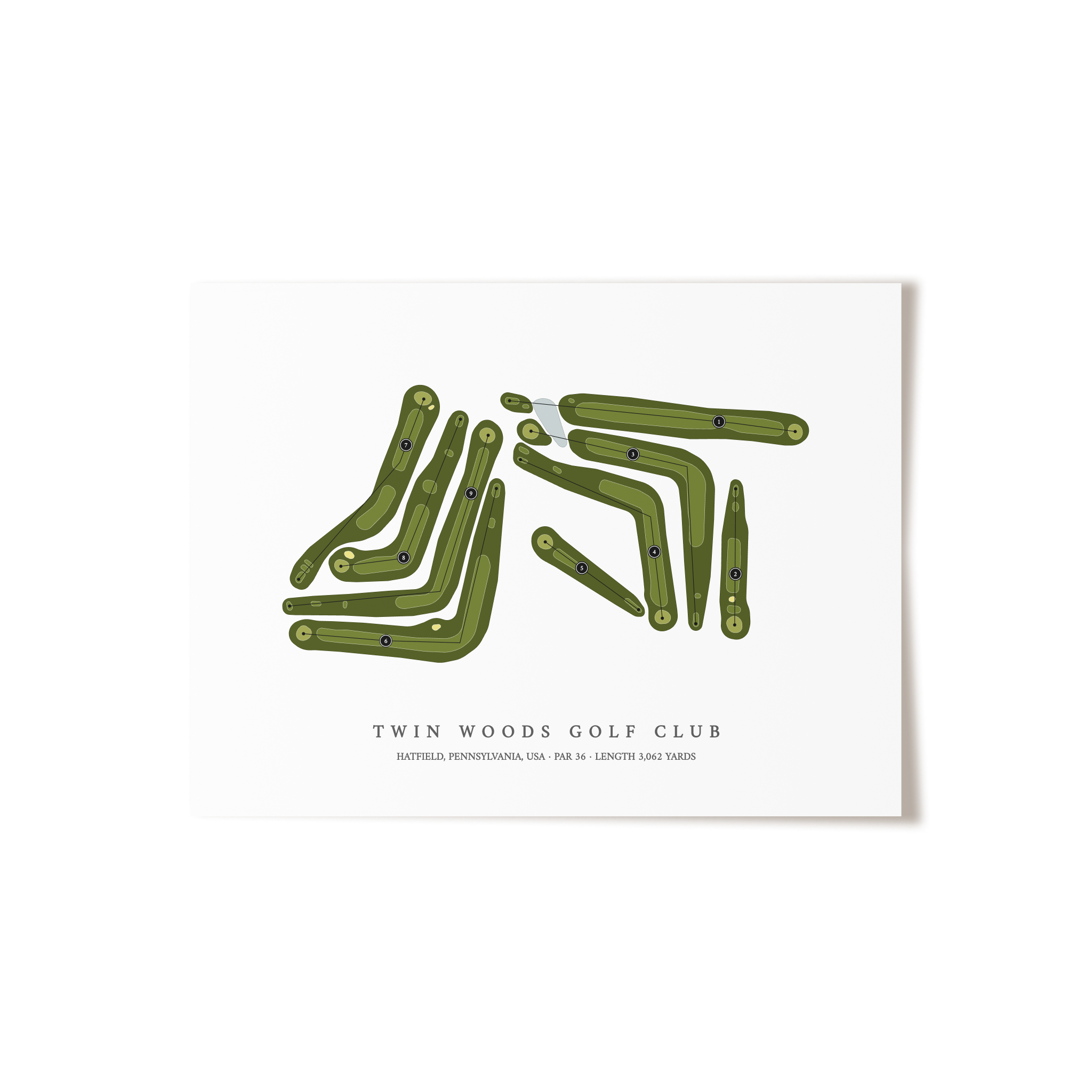 Twin Woods Golf Club | Golf Course Map | Unframed 