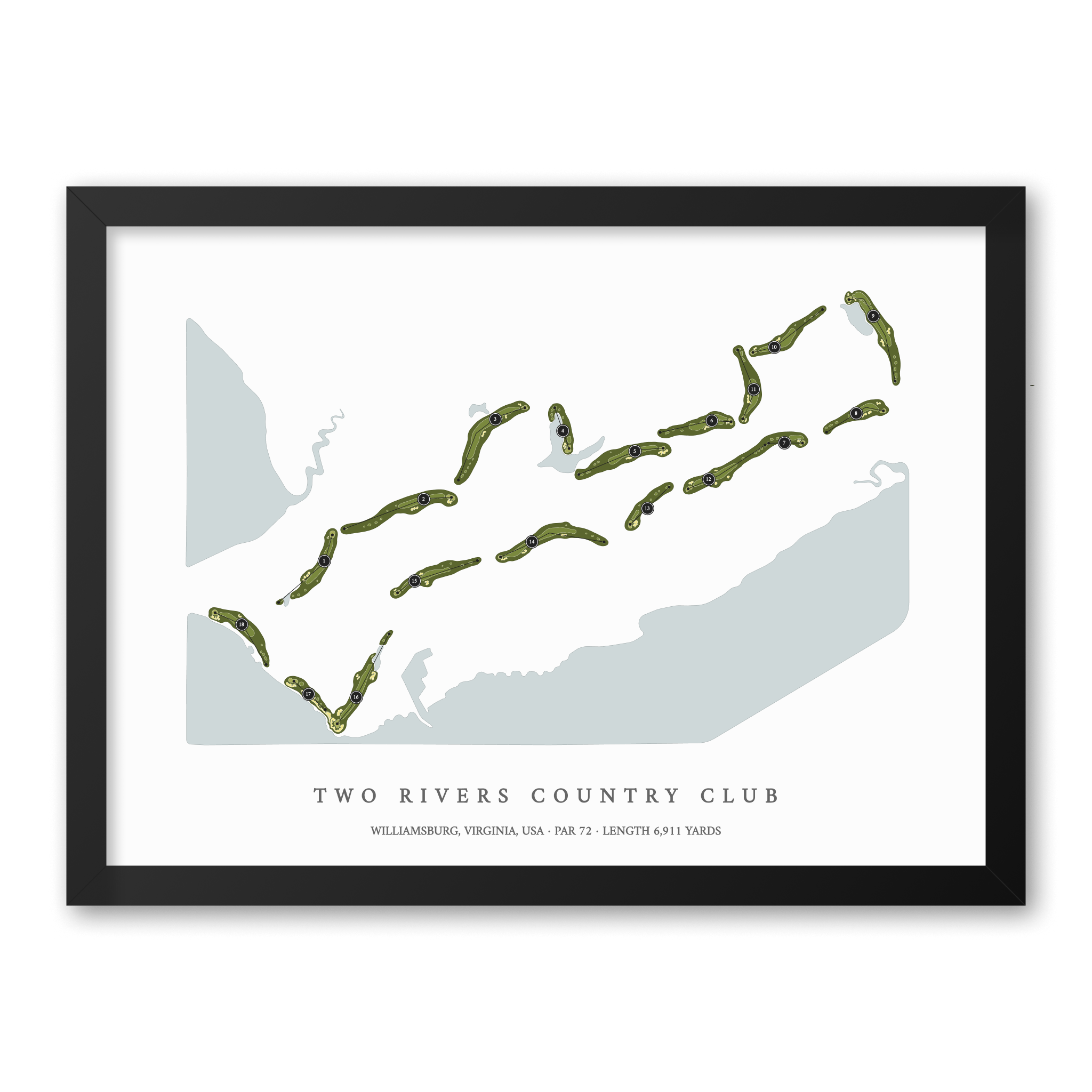 Two Rivers Country Club | Golf Course Map | Black Frame
