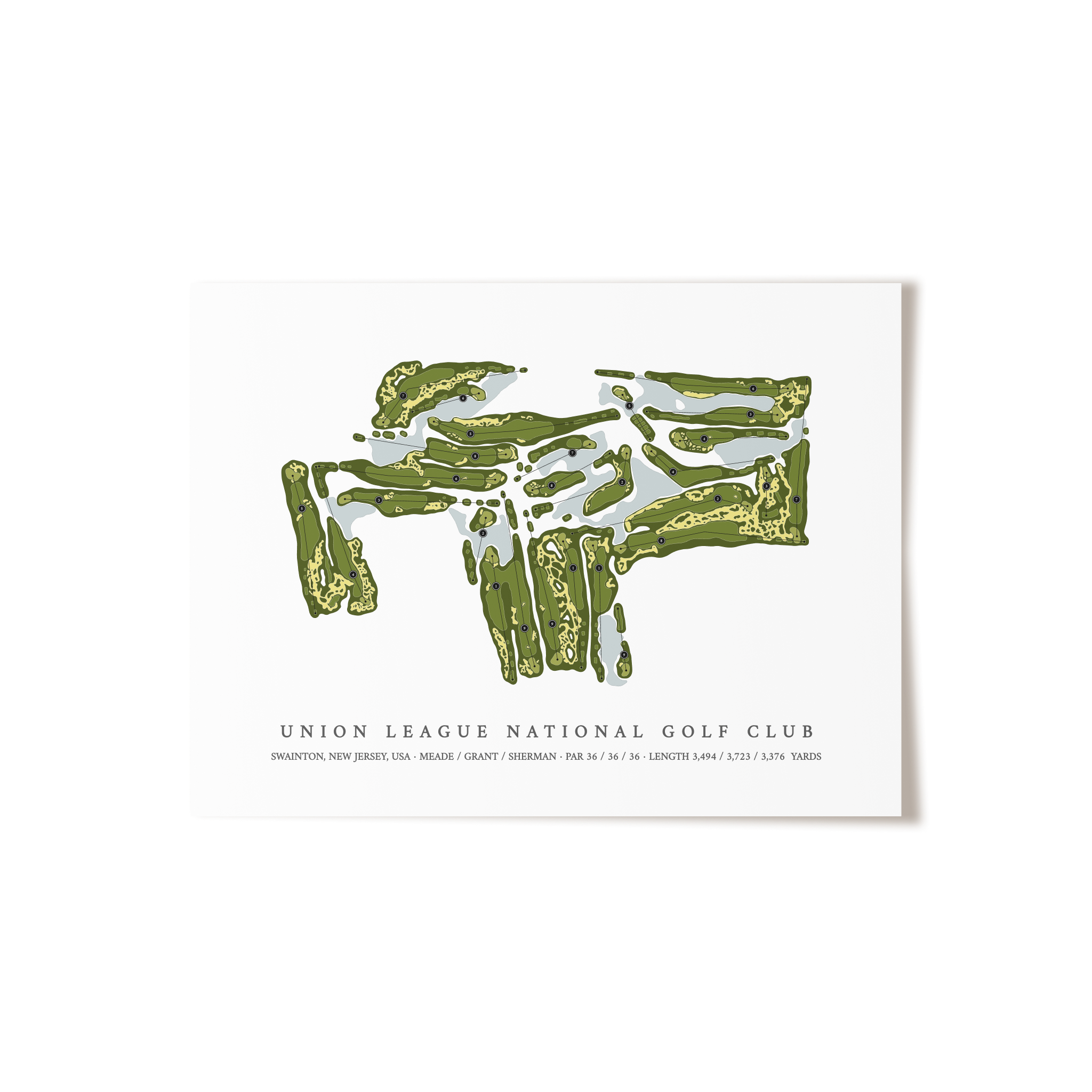 Union League National Golf Club | Golf Course Map | Unframed 