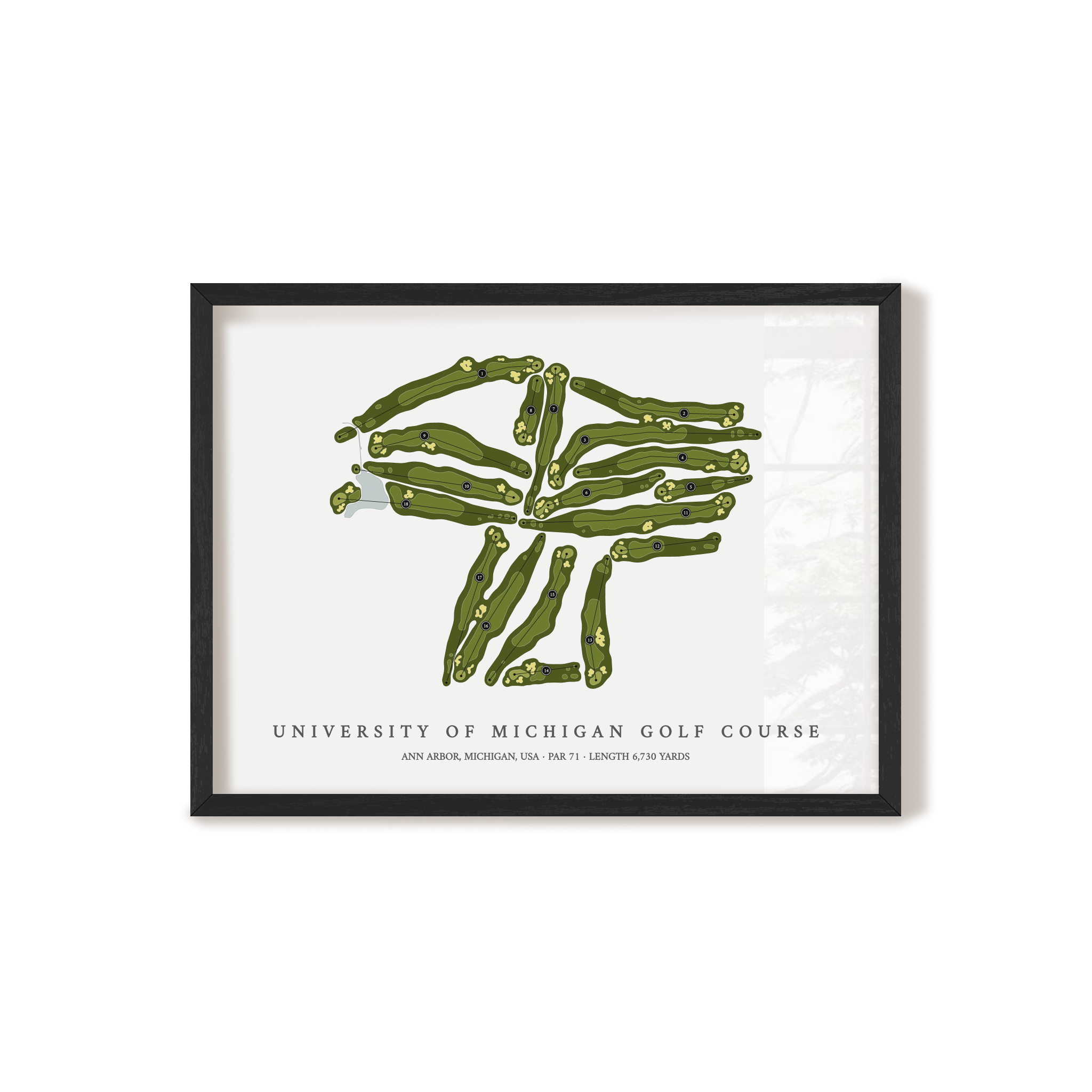 University of Michigan Golf Course | Golf Course Print | Black Frame 