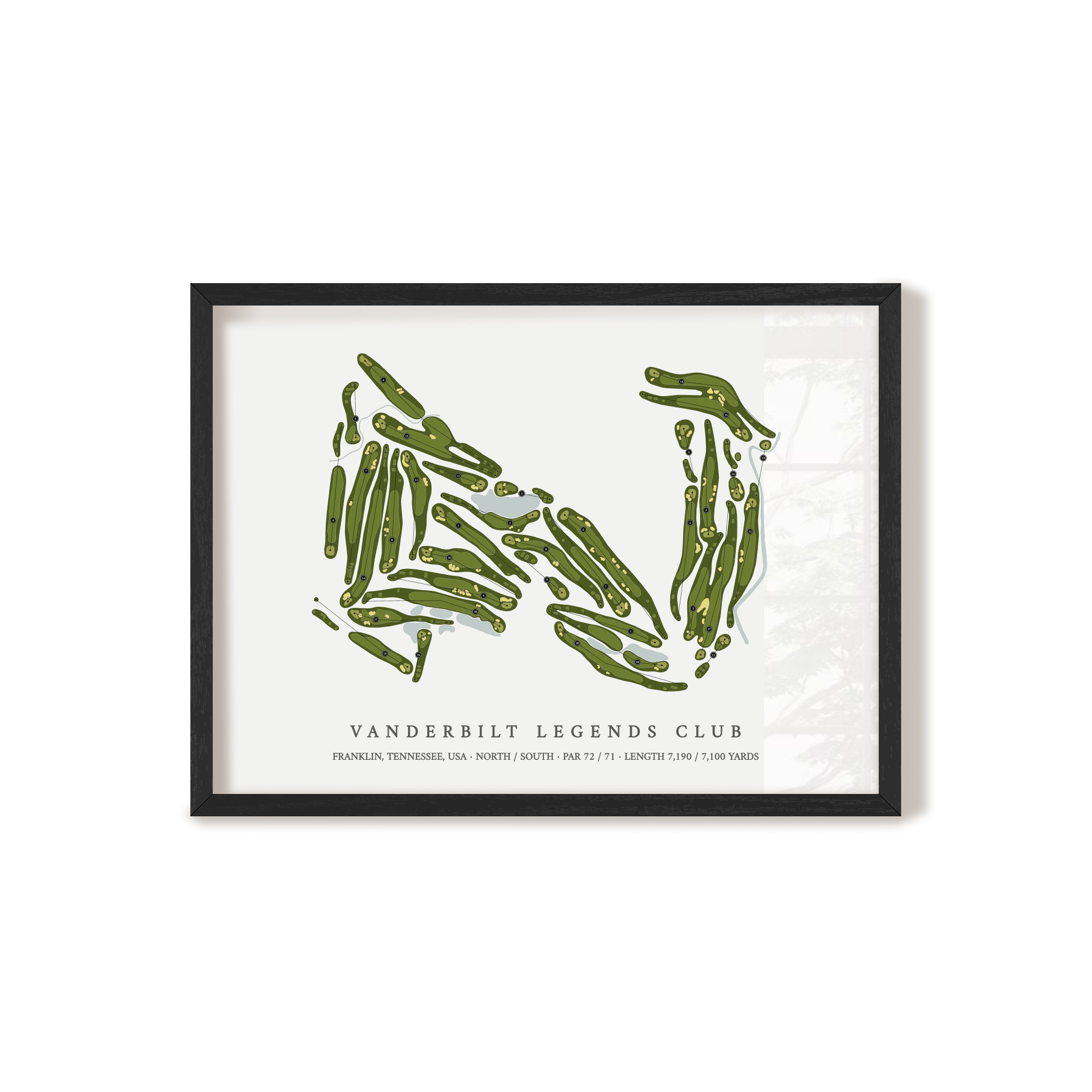 Vanderbilt Legends Club | Golf Course Map | Black Frame 