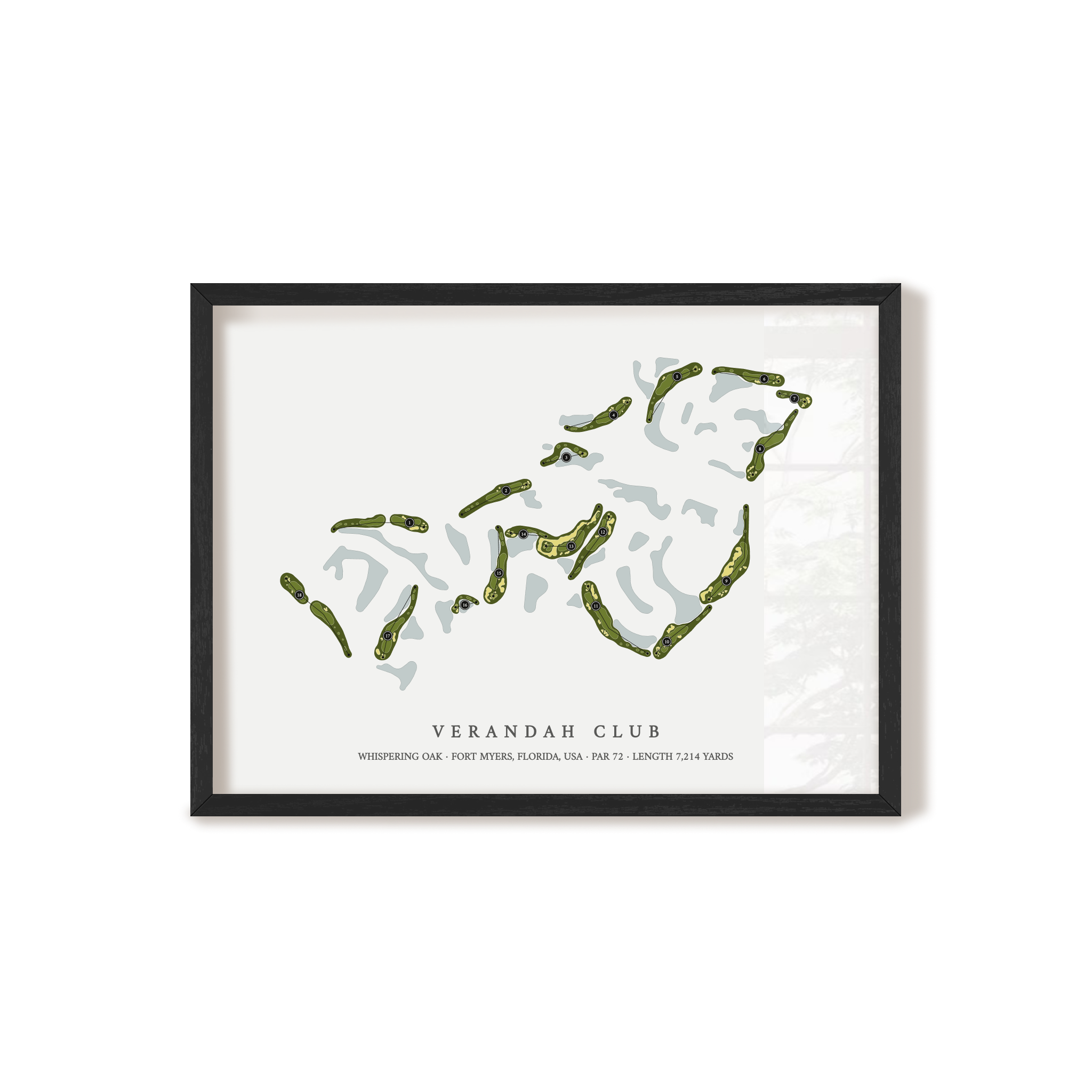 Verandah Club - Whispering Oak | Golf Course Map | Black Frame 