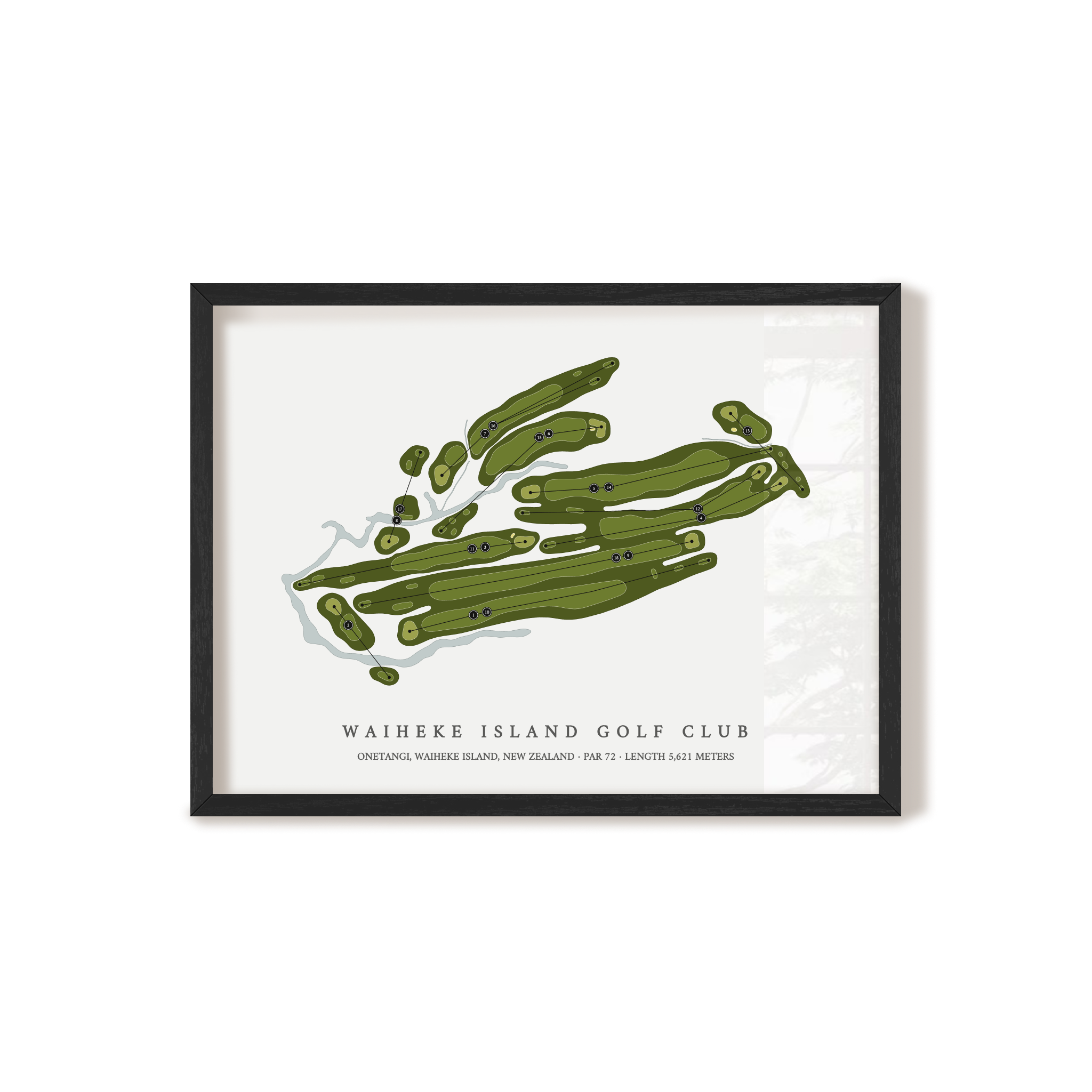 Waiheke Island Golf Club | Golf Course Map | Black Frame 