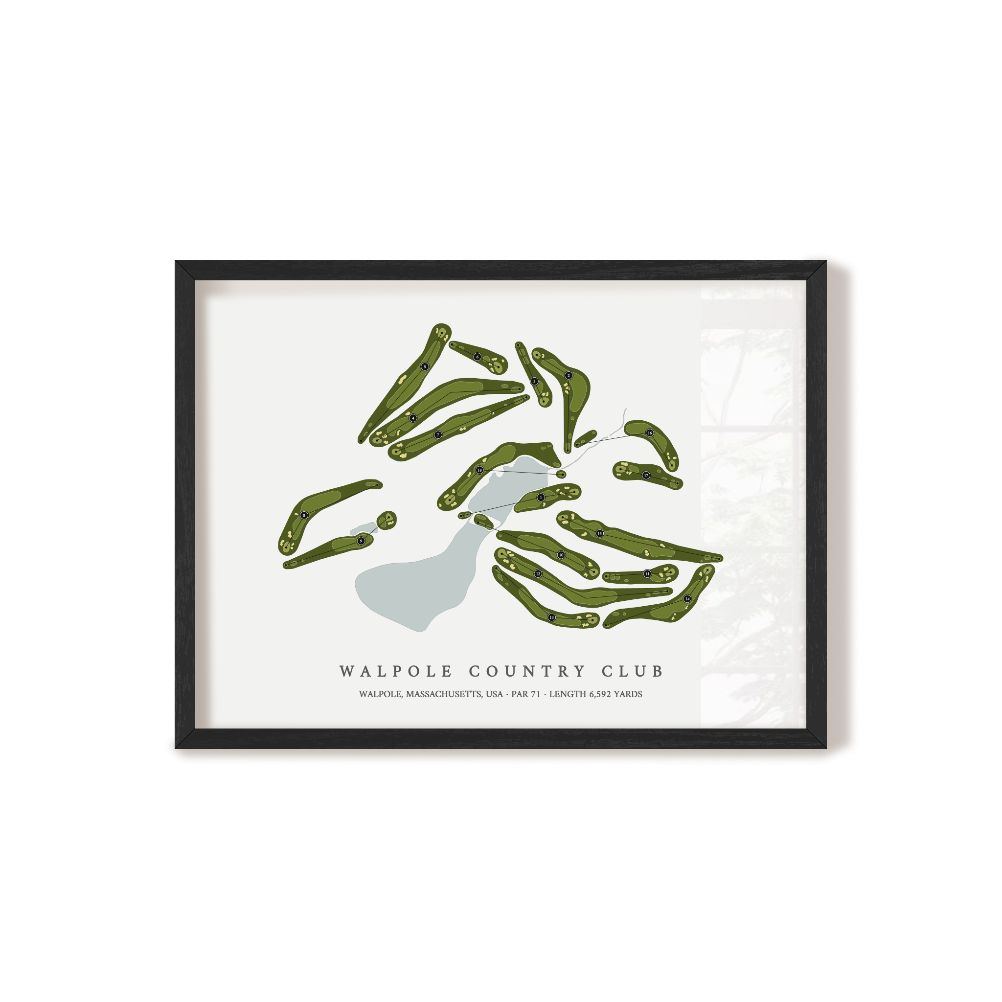 Walpole Country Club | Golf Course Map | Black Frame 