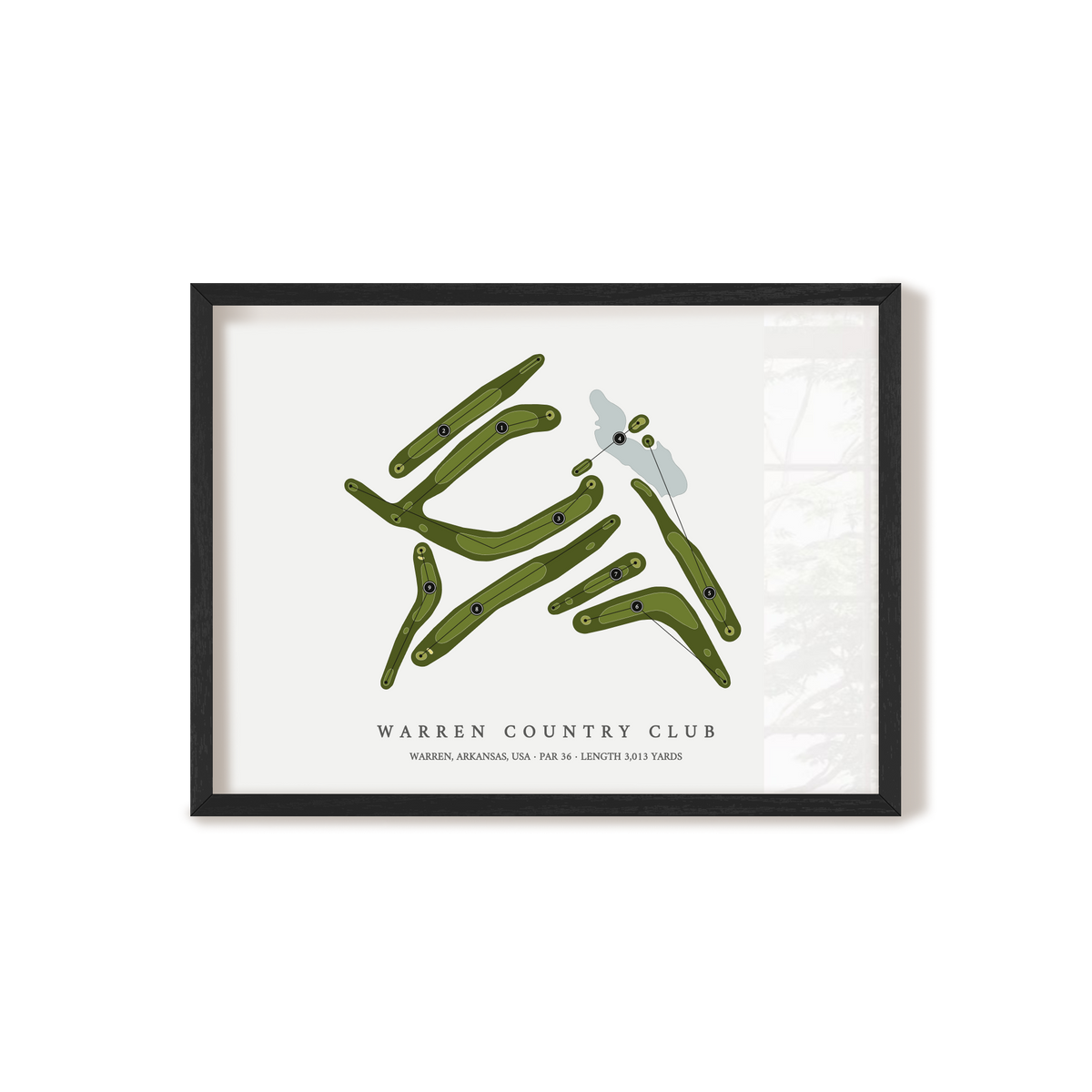 Warren Country Club | Golf Course Map | Black Frame