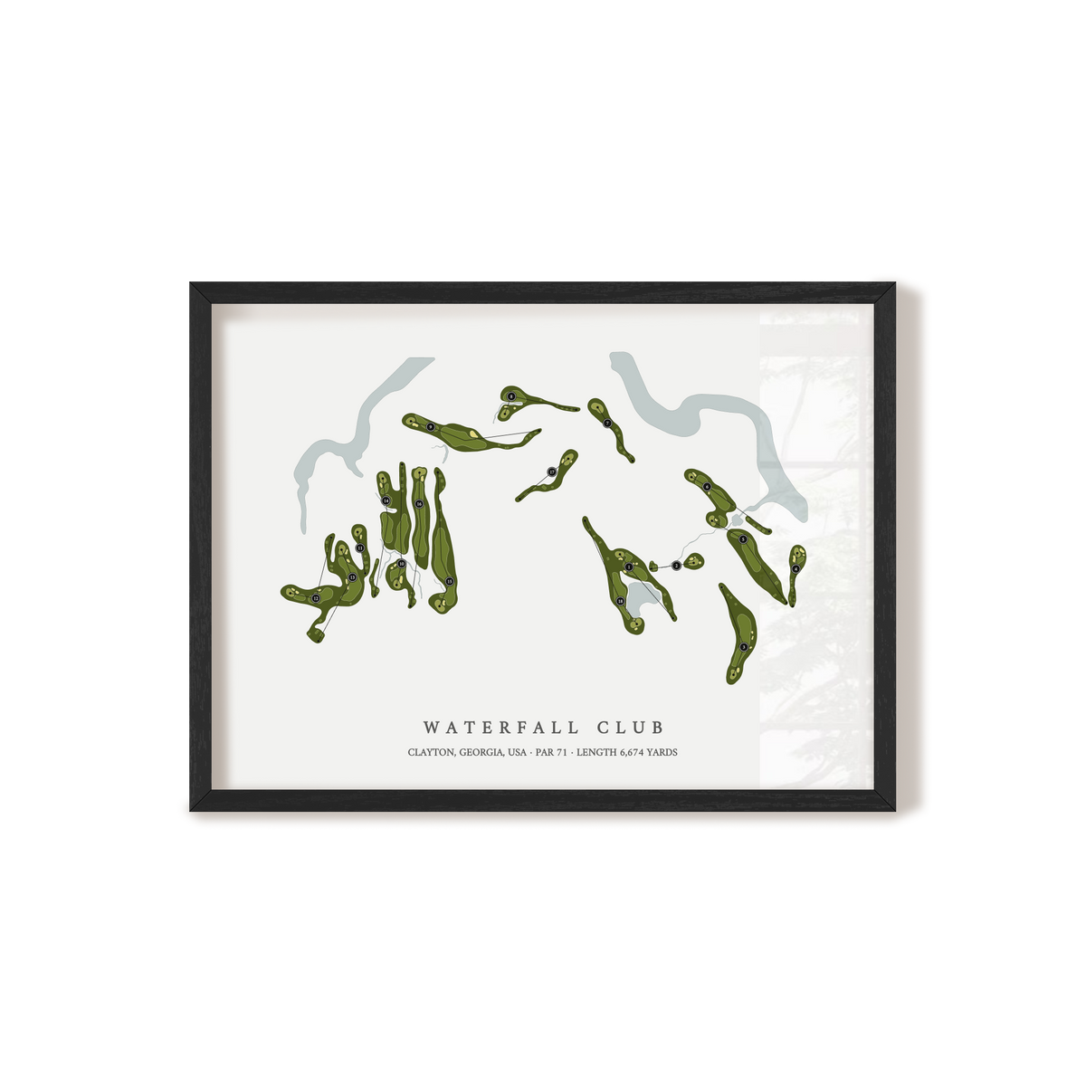 Waterfall Club | Golf Course Print | Black Frame