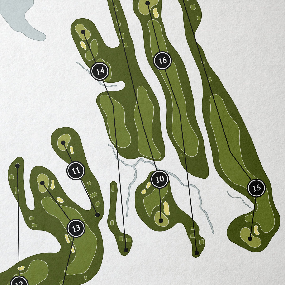 Waterfall Club | Golf Course Print | Close Up