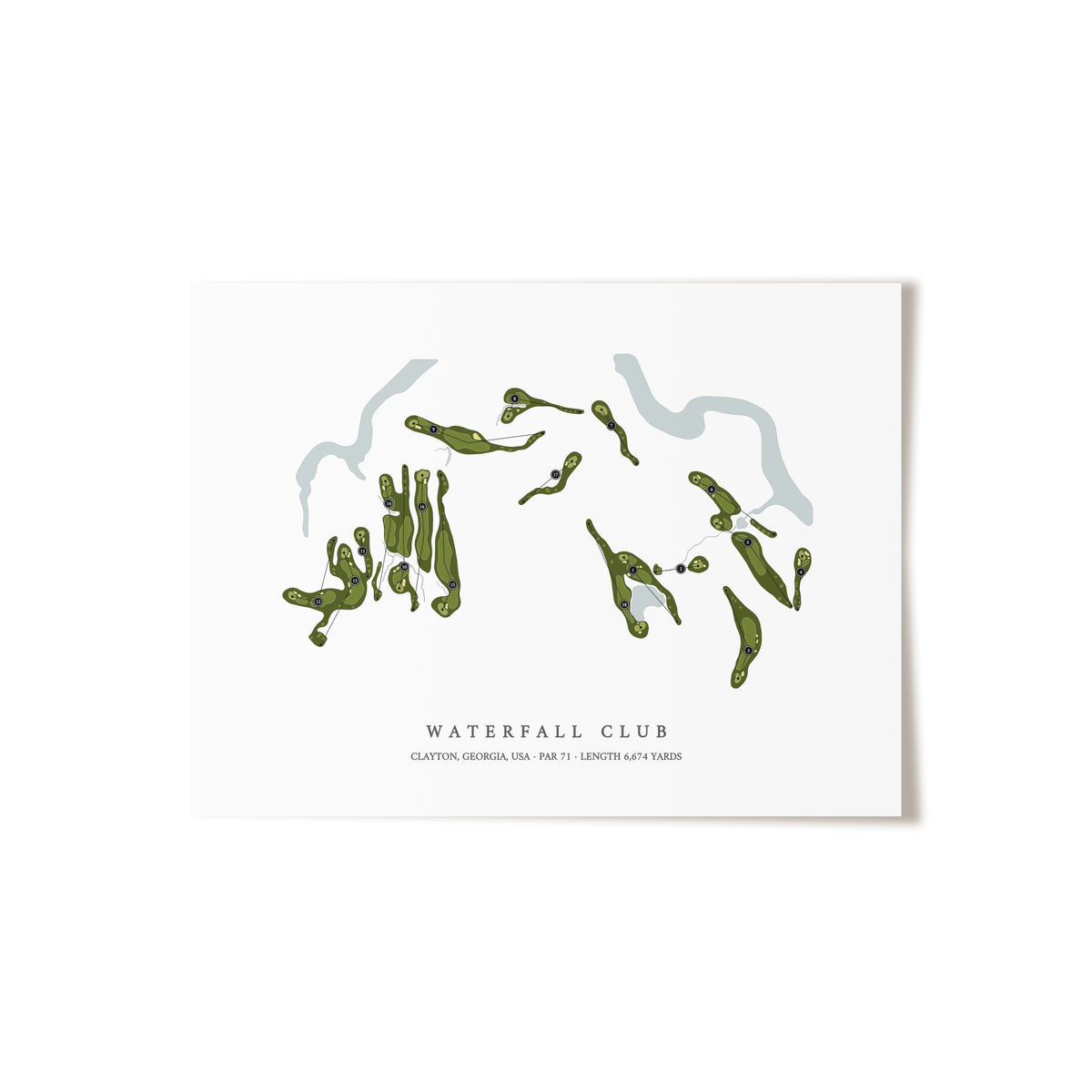 Waterfall Club | Golf Course Print | Unframed
