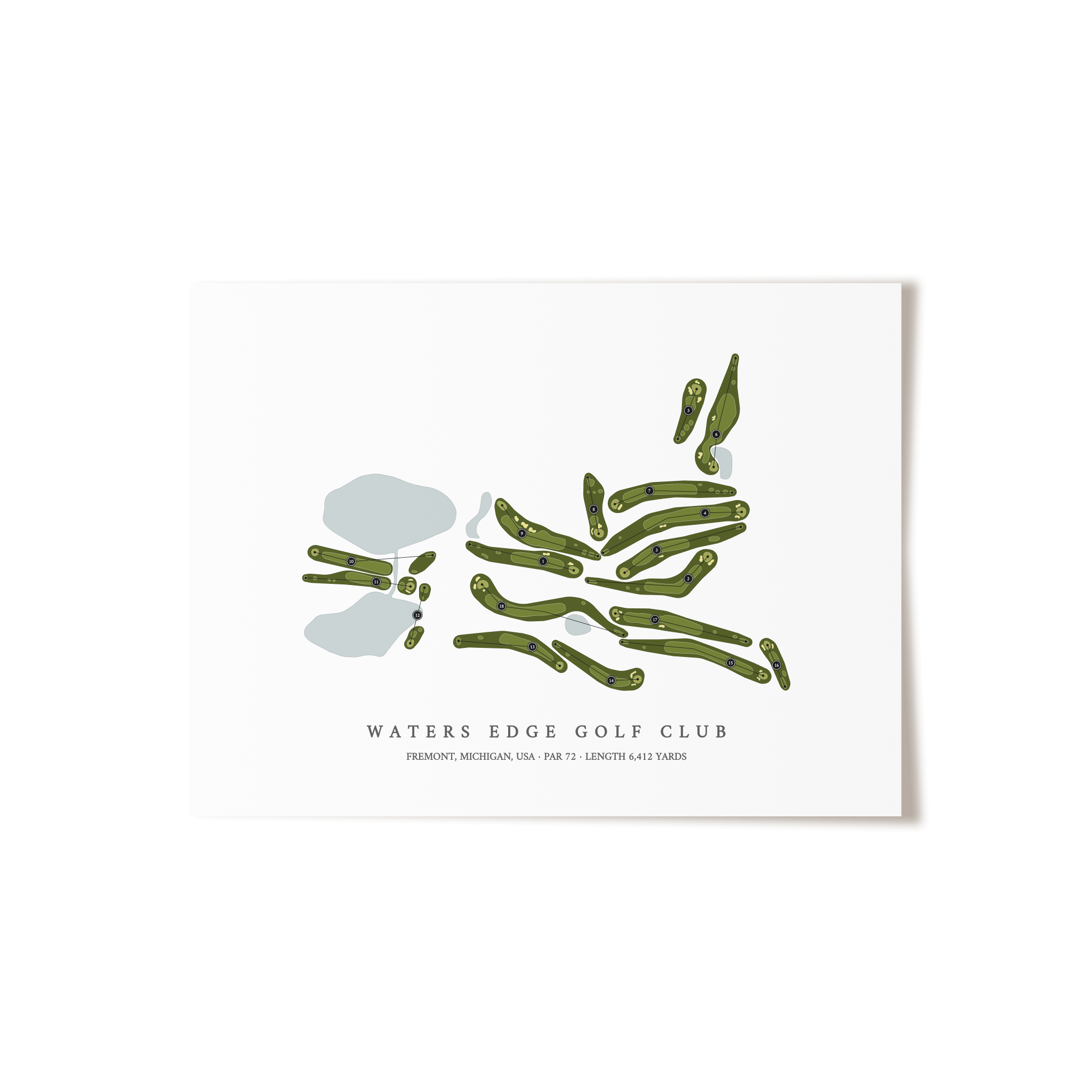 Waters Edge Golf Club | Golf Course Map | Unframed 