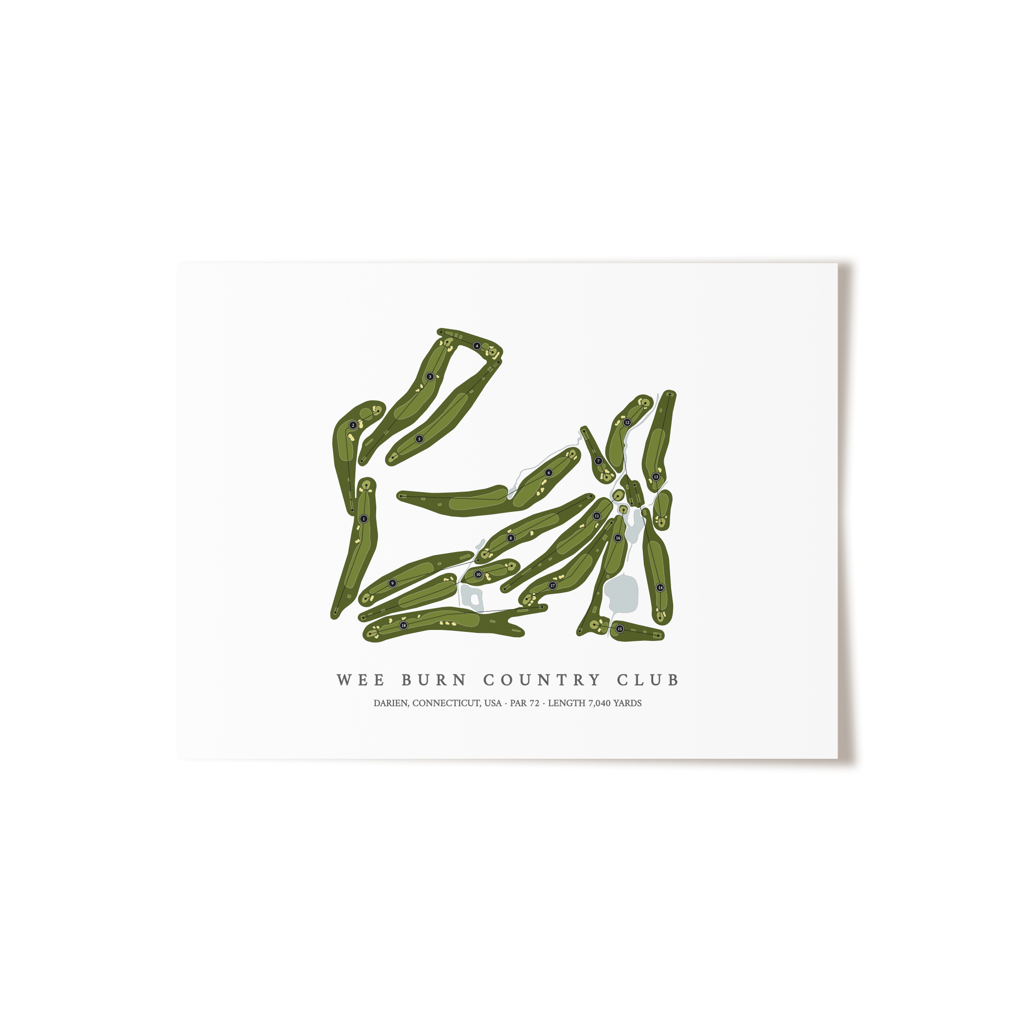 Wee Burn Country Club | Golf Course Map | Unframed