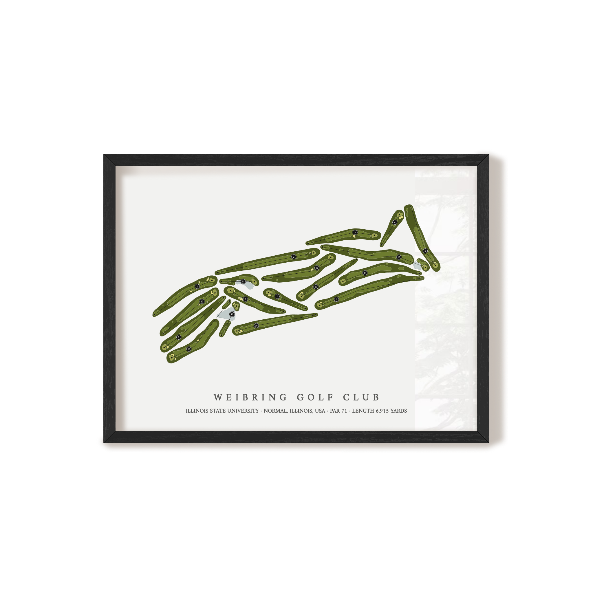 Weibring Golf Club at Illinois State University | Golf Course Map | Black Frame 