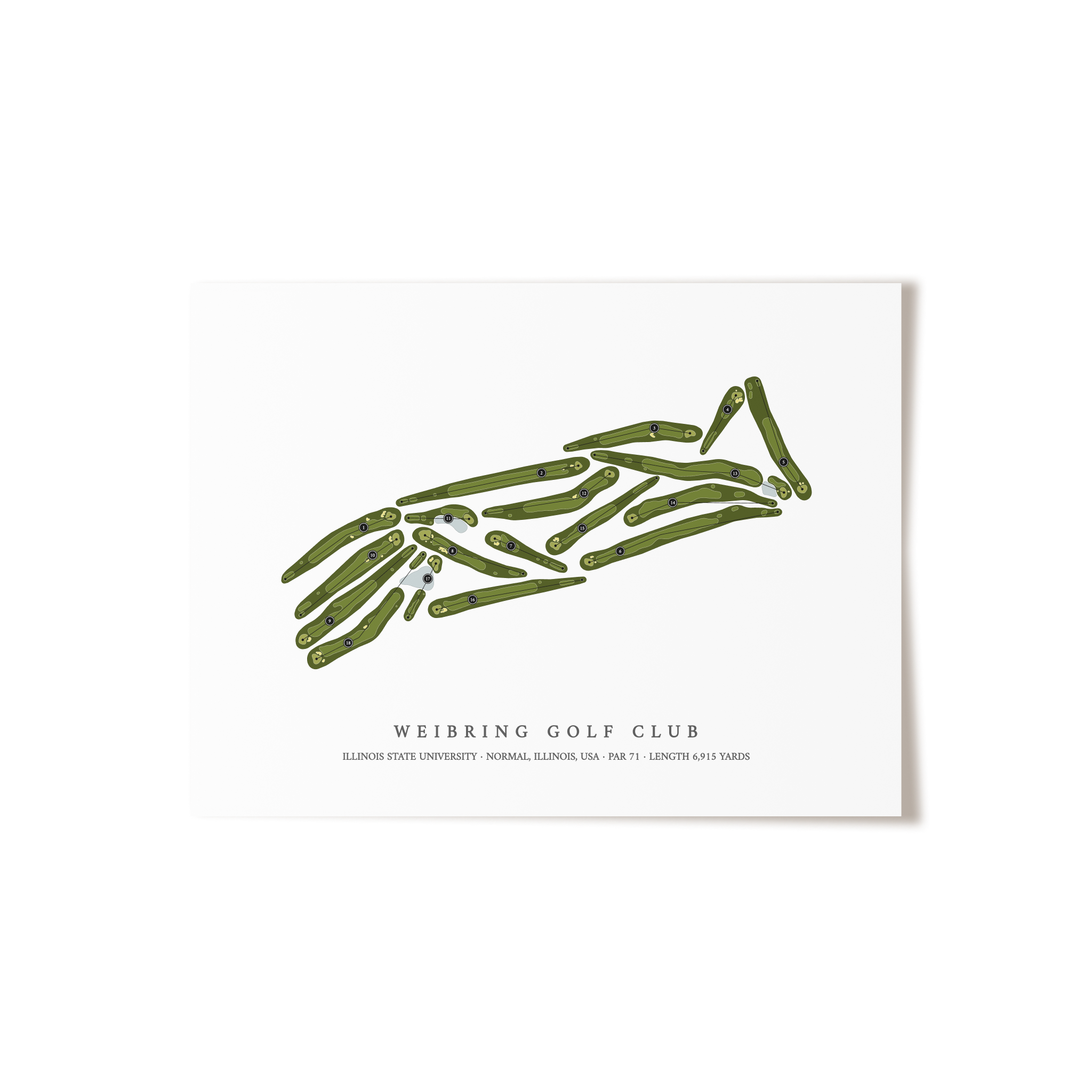 Weibring Golf Club at Illinois State University | Golf Course Map | Unframed 