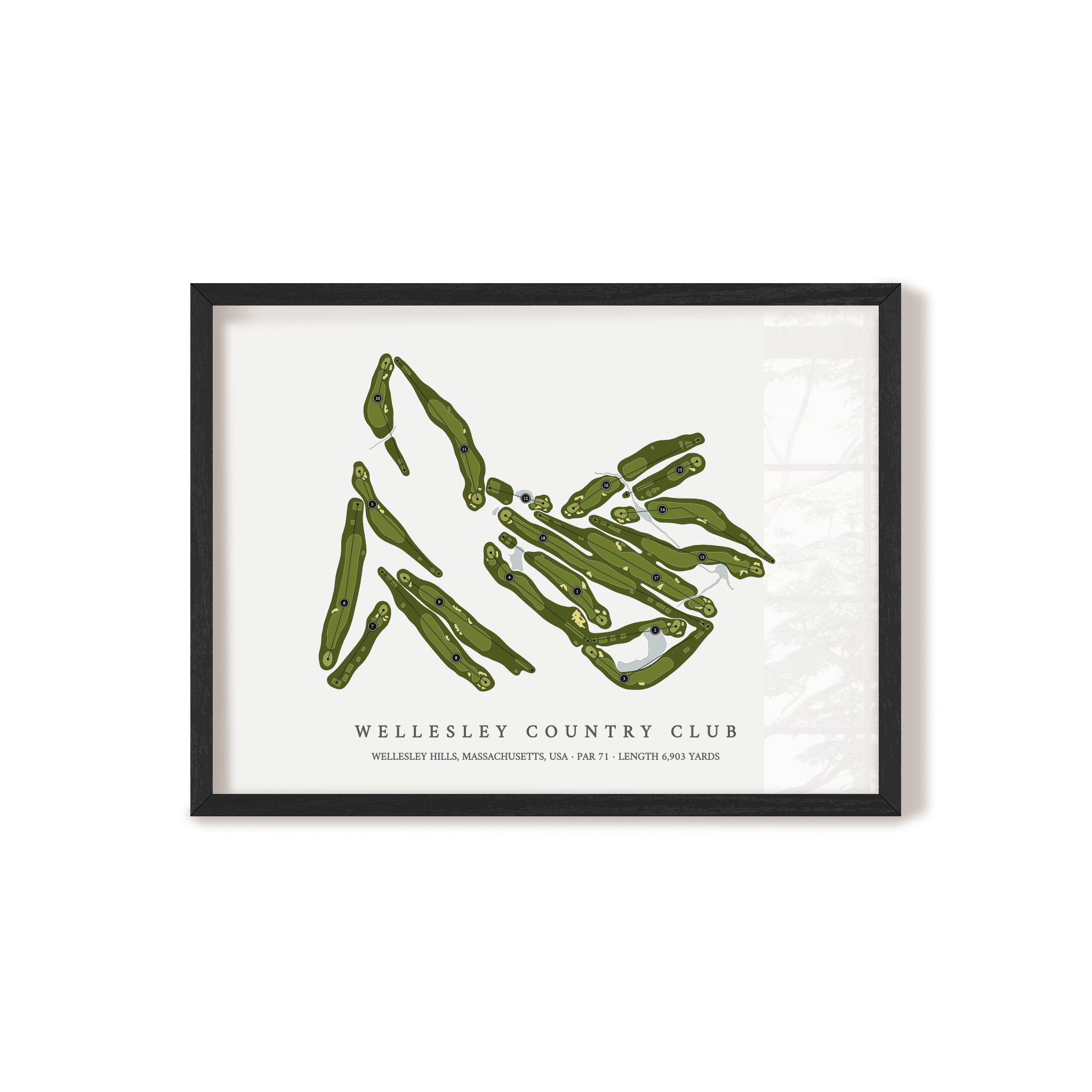 Wellesley Country Club | Golf Course Map | Black Frame 
