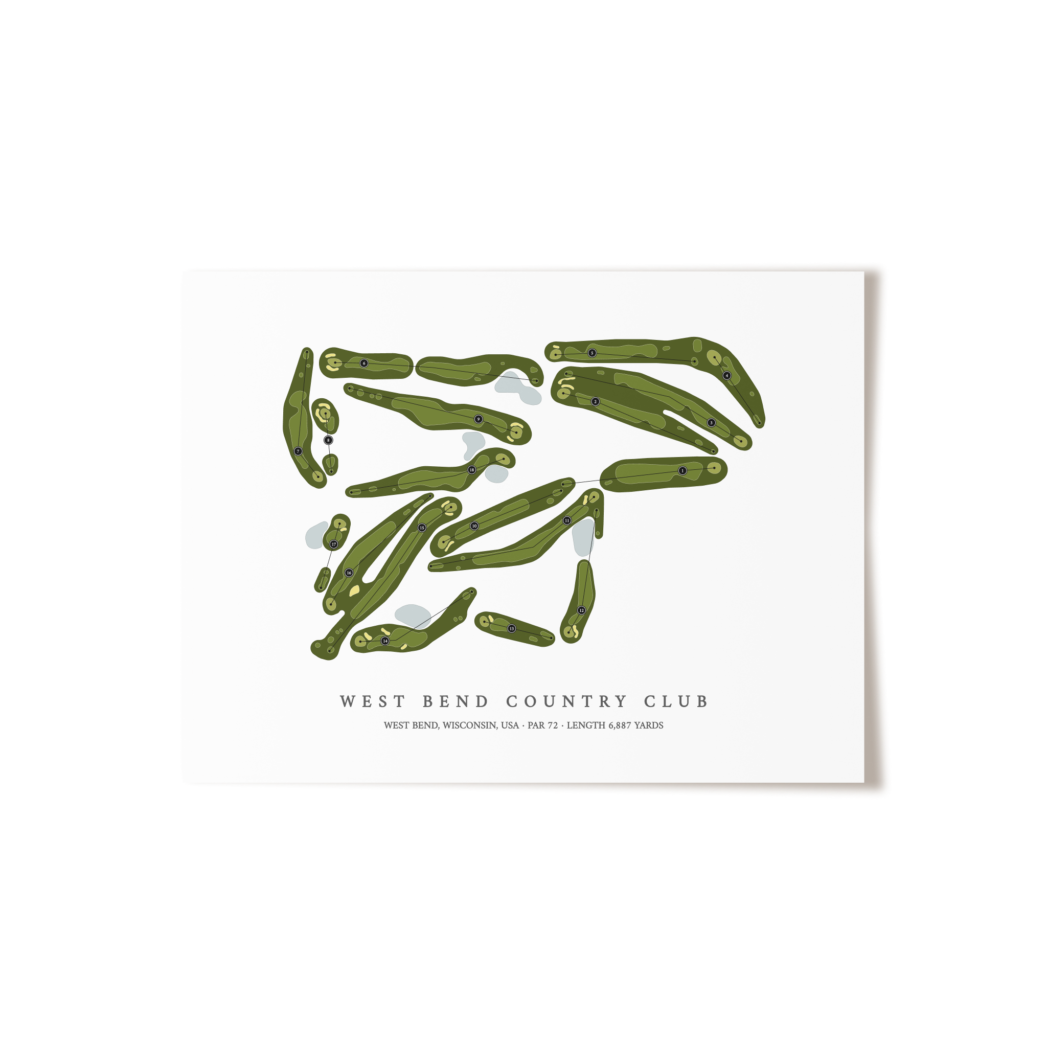 West Bend Country Club | Golf Course Map | Unframed 