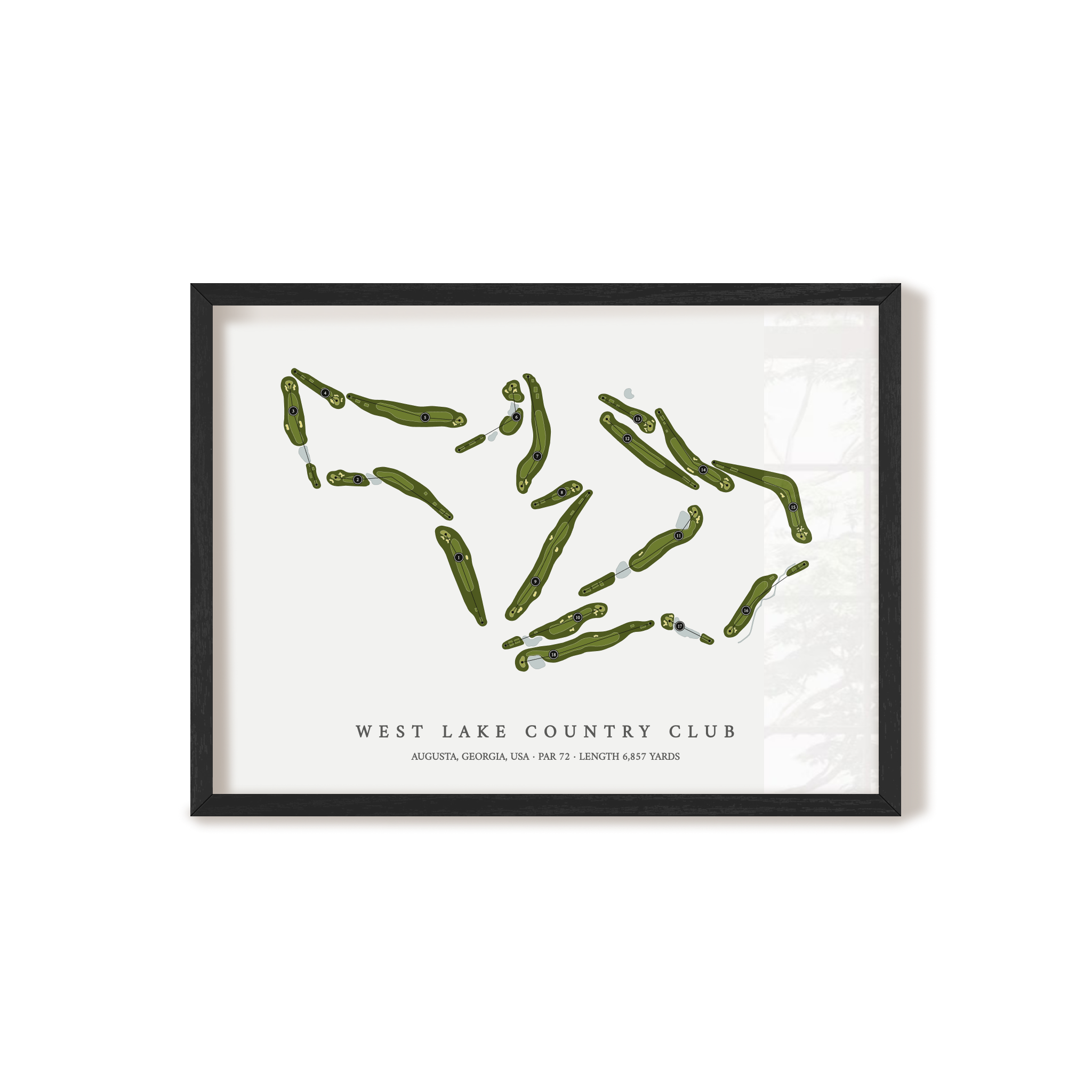 West Lake Country Club | Golf Course Map | Black Frame 