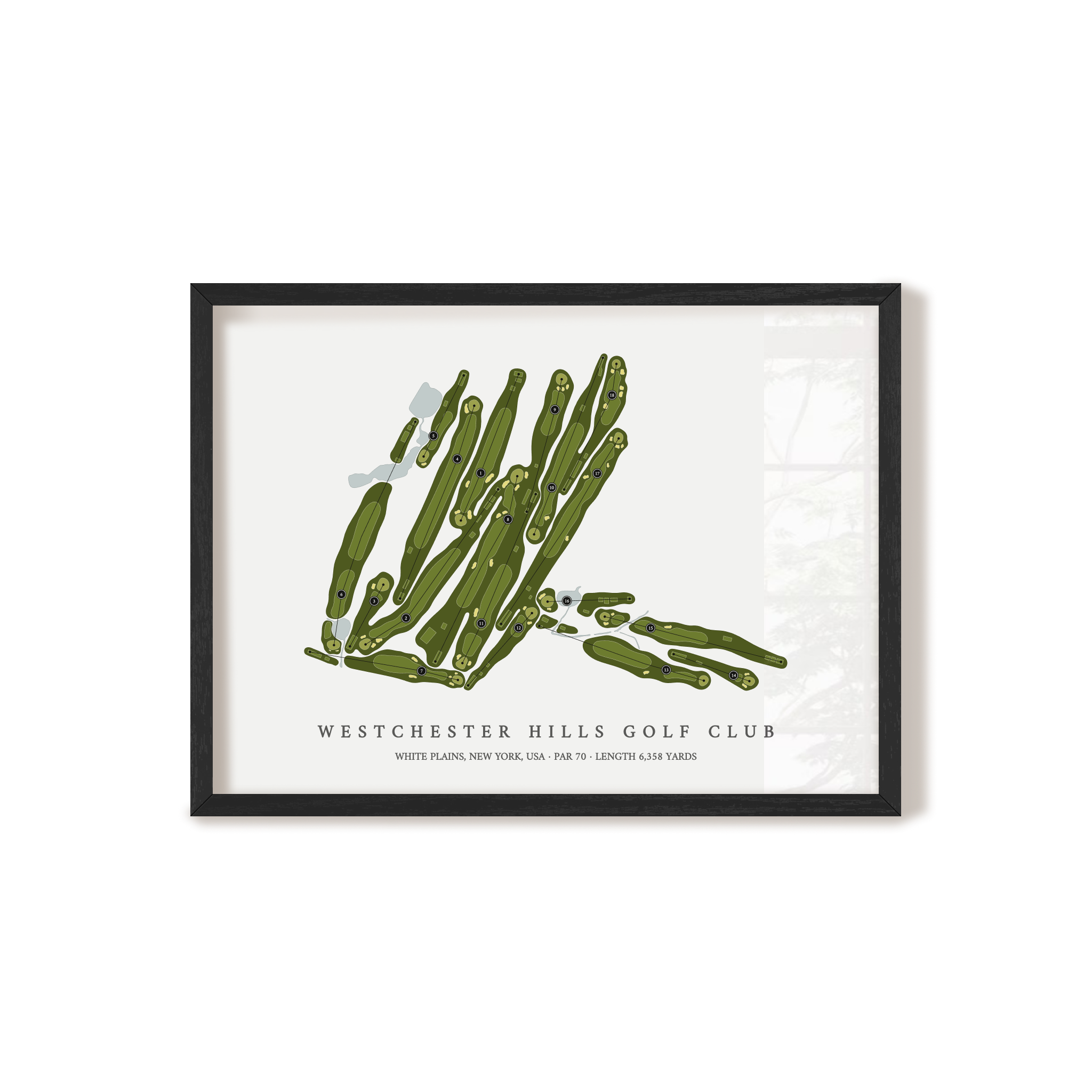 Westchester Hills Golf Club | Golf Course Map | Black Frame 