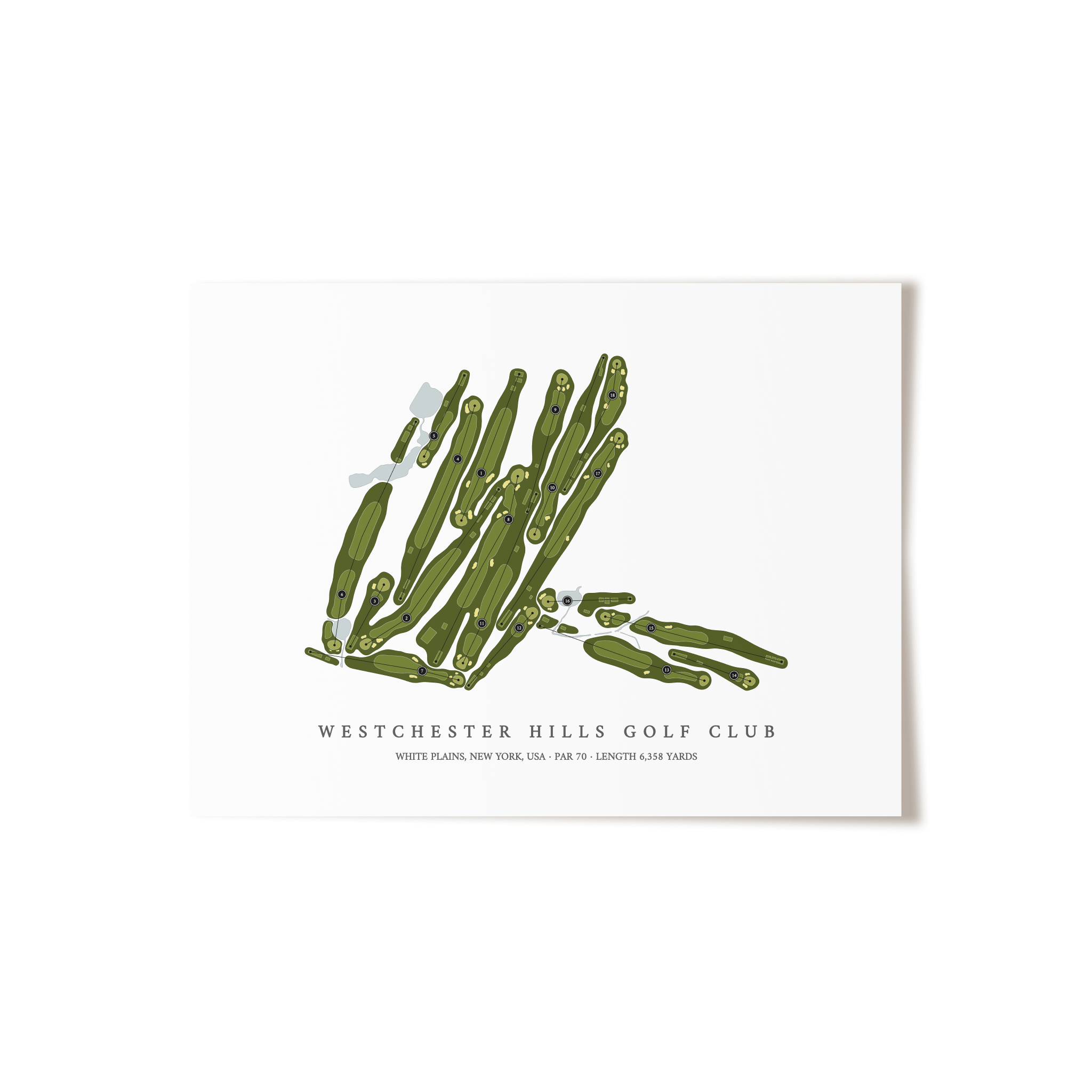 Westchester Hills Golf Club | Golf Course Map | Unframed 