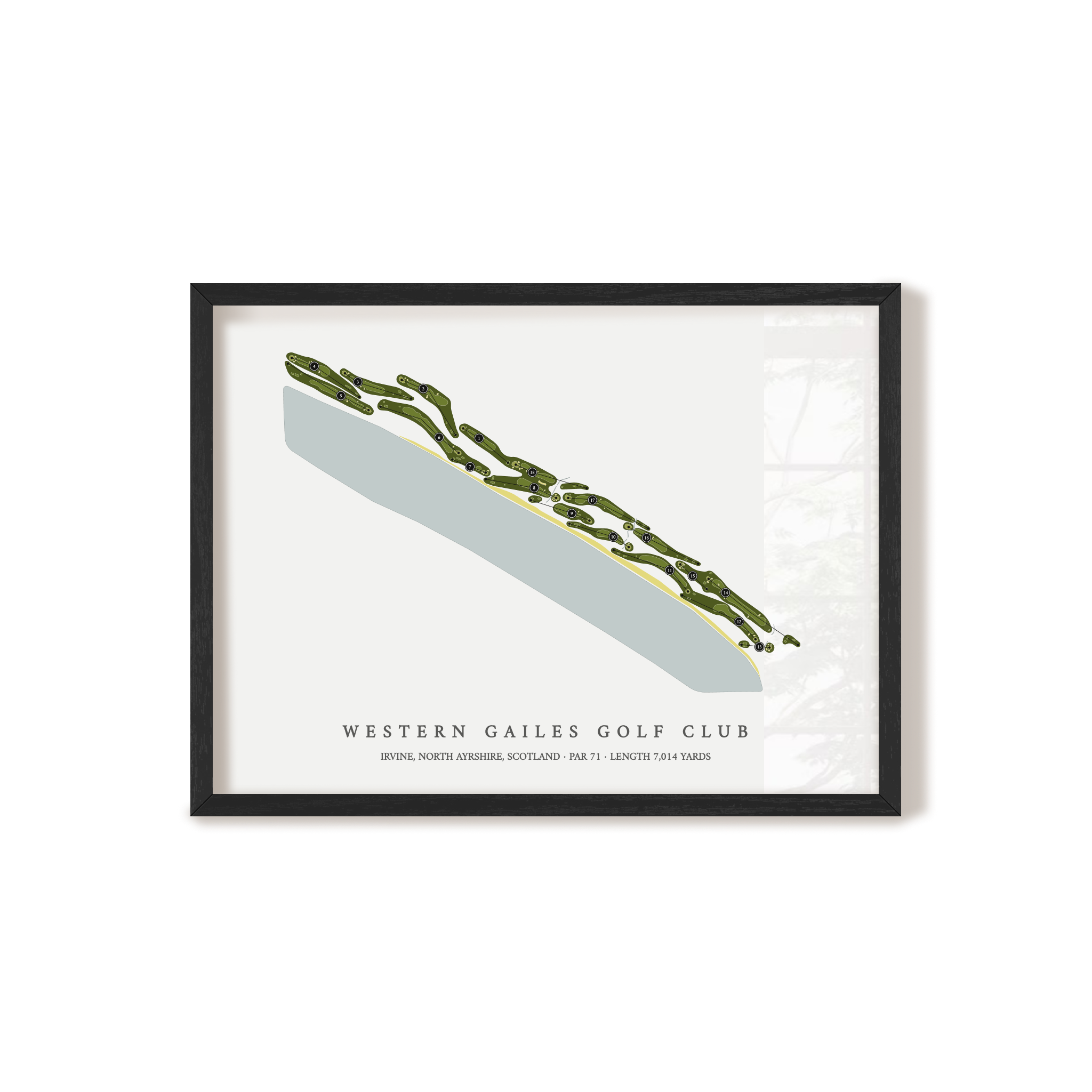 Western Gailes Golf Club | Golf Course Map | Black Frame