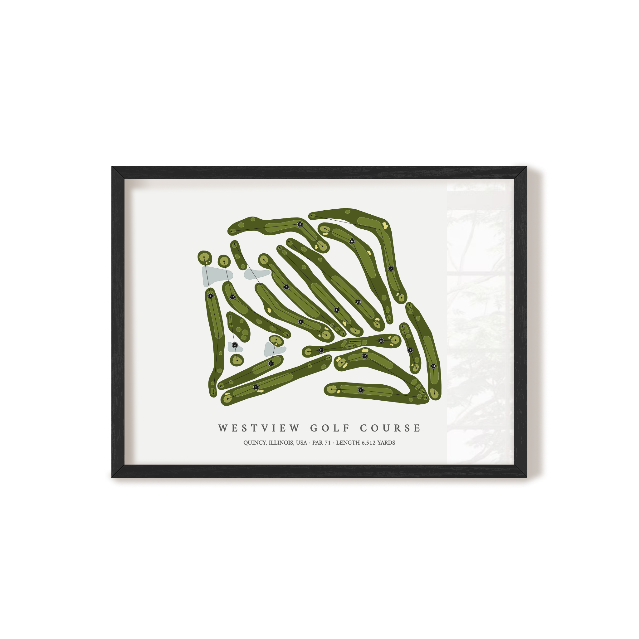 Westview Golf Course - Eighteen Hole Course | Golf Course Map | Black Frame 