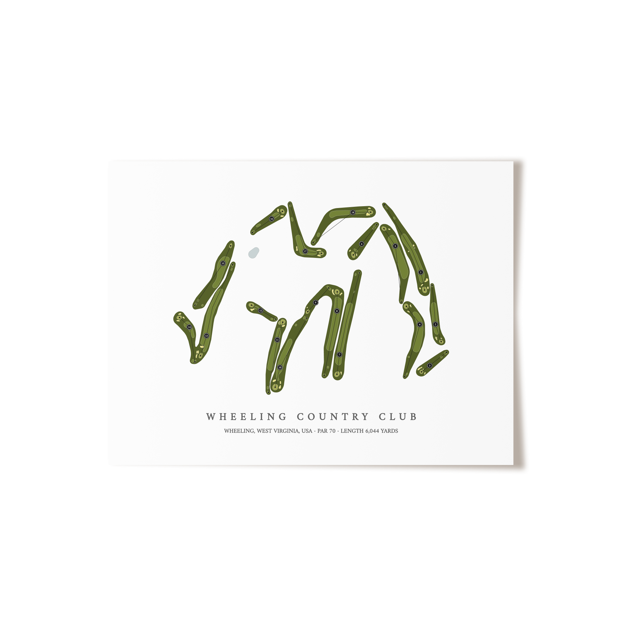 Wheeling Country Club | Golf Course Map | Unframed 